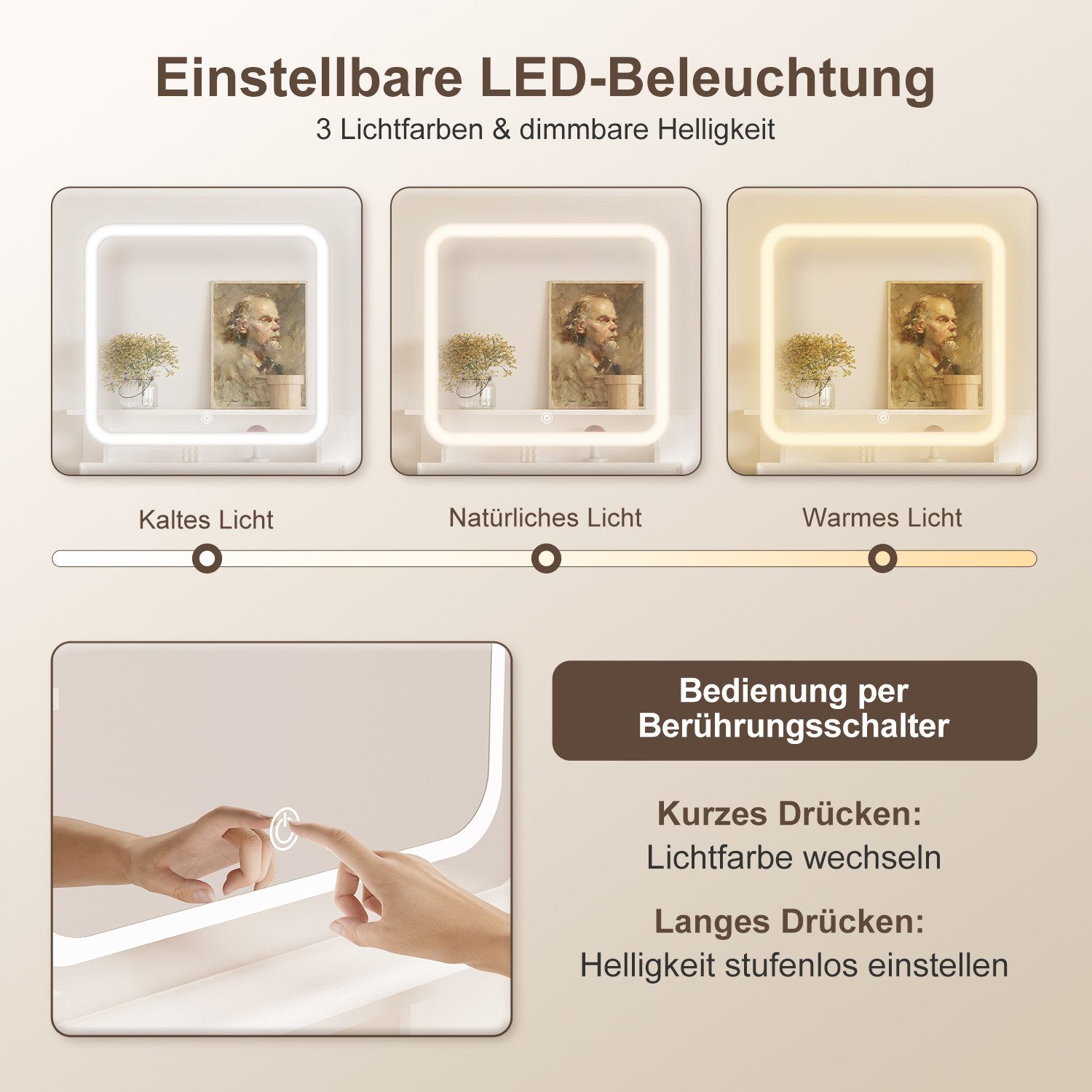 Homimaster Schminktisch Schminktisch mit LED-Beleuchtung, Spiegel, günstig online kaufen