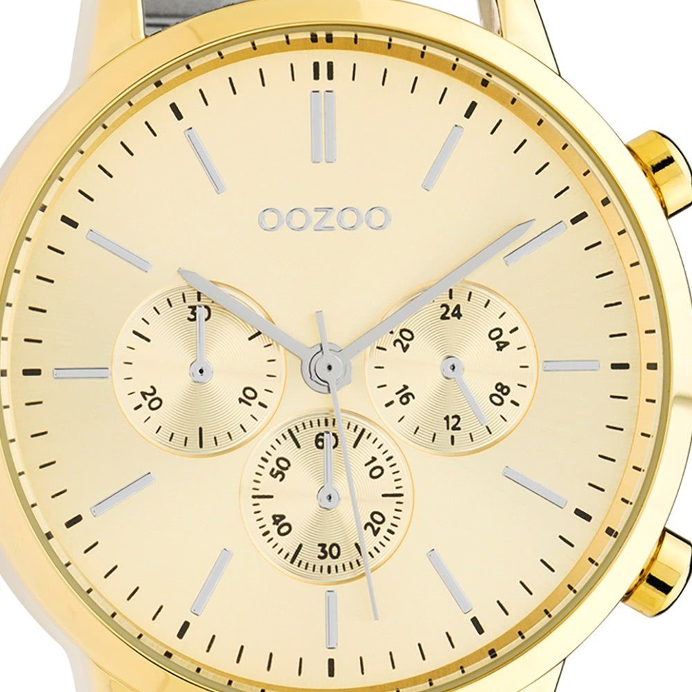 OOZOO Quarzuhr Oozoo Armbanduhr Analog, (ca. und Edelstahlarmband, silber Damen Zeiger mittel rund, Fashion-Style, Indizes 38mm) silberne Damenuhr