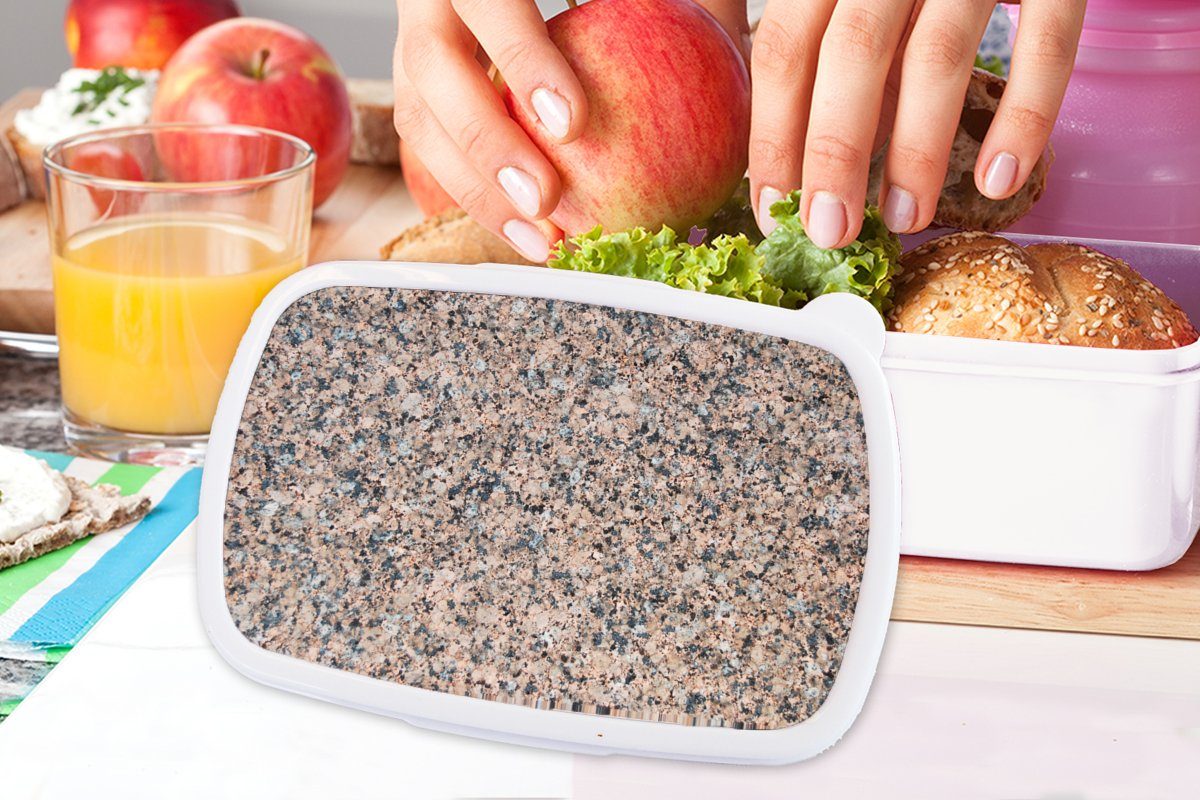 MuchoWow Lunchbox Granit - Stein für - weiß Muster Kinder (2-tlg), Brotbox Design und - Erwachsene, - und Grau, für Brotdose, Kunststoff, - Jungs Braun Mädchen