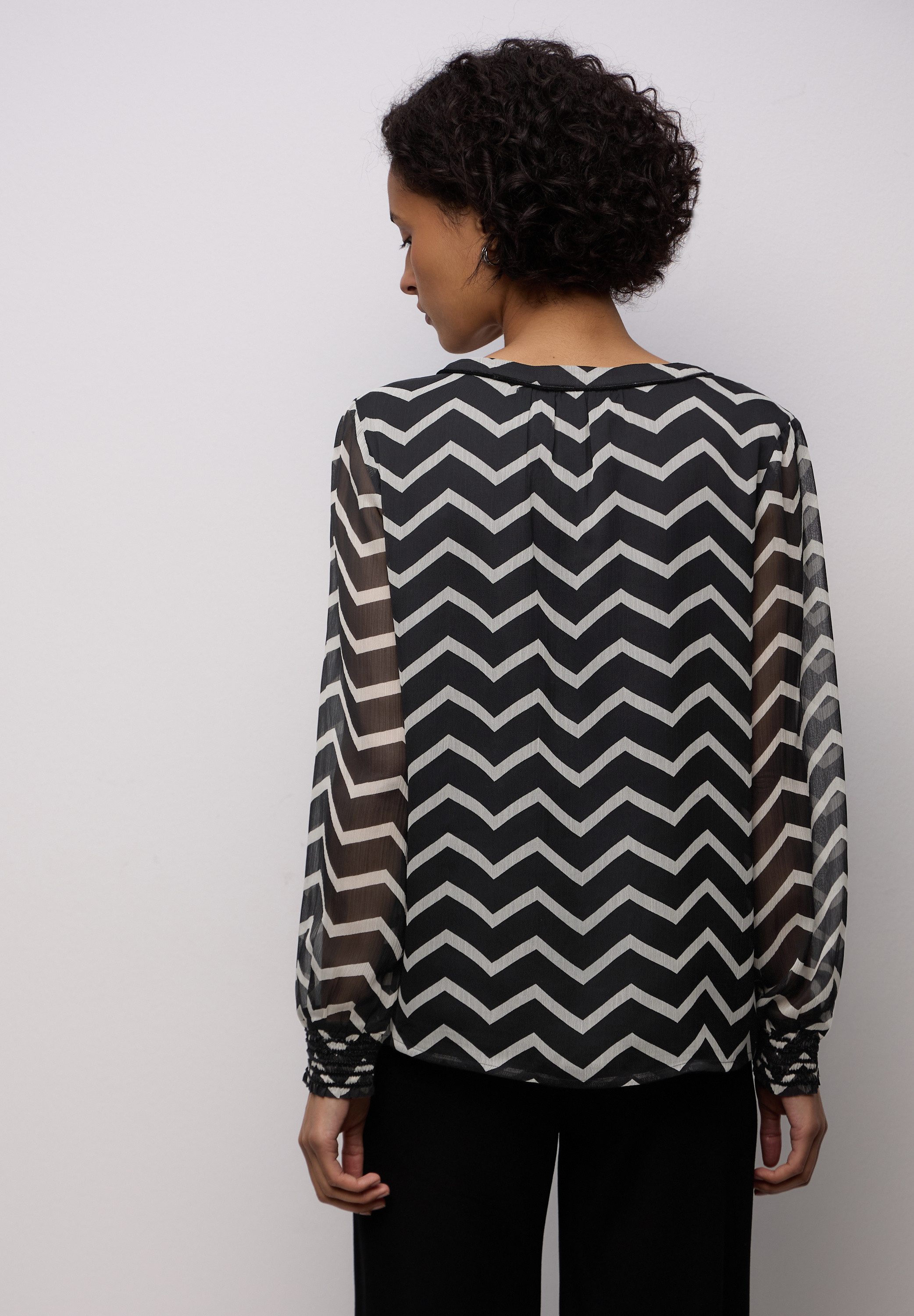 STREET ONE Chiffonbluse Langarm mit elastischen Bündchen günstig online kaufen