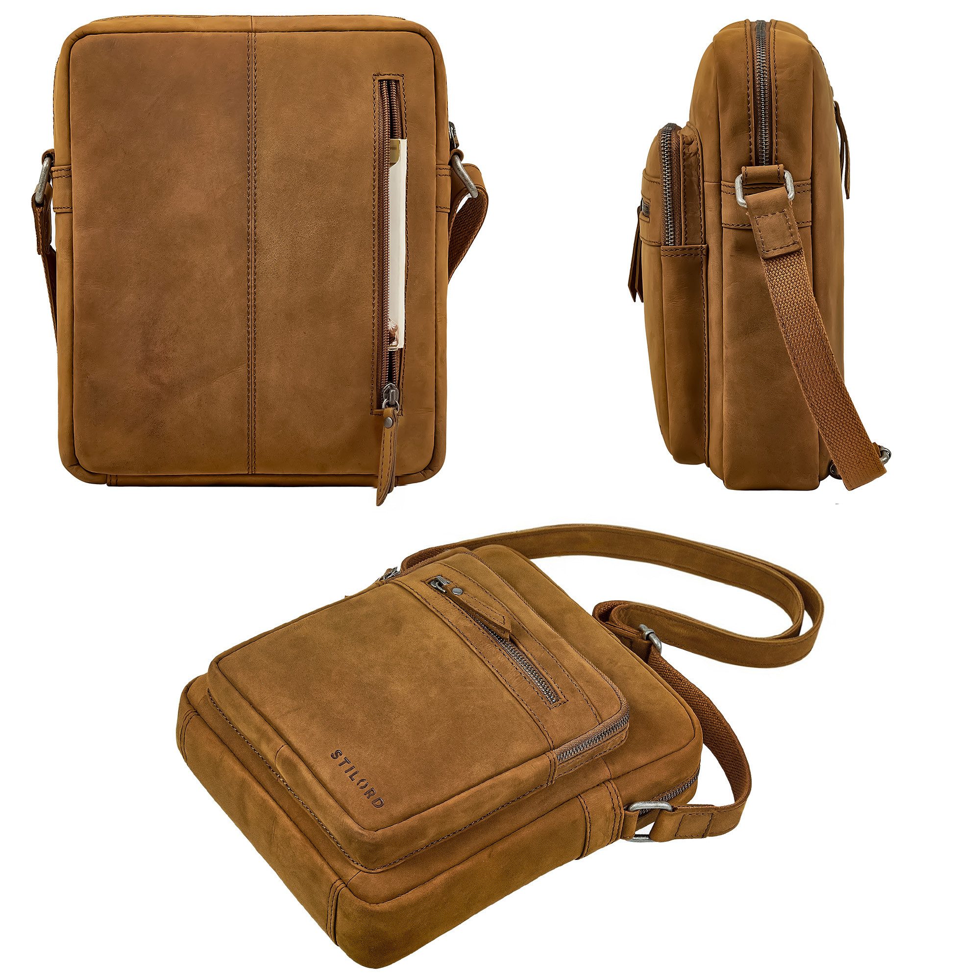 STILORD Schultertasche "Lyon" Umhängetasche Herren Klein Leder
