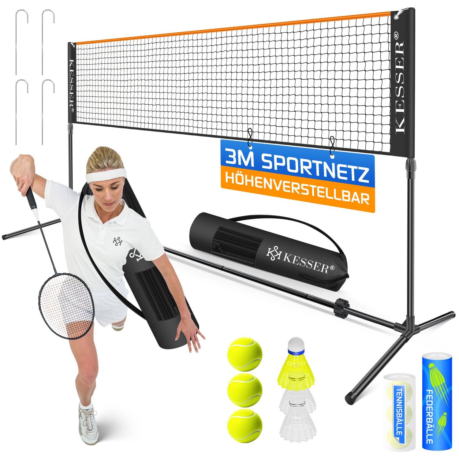 KESSER Badmintonnetz, Badmintonnetz, Tennisnetz 300cm 400cm 500 cm Federball