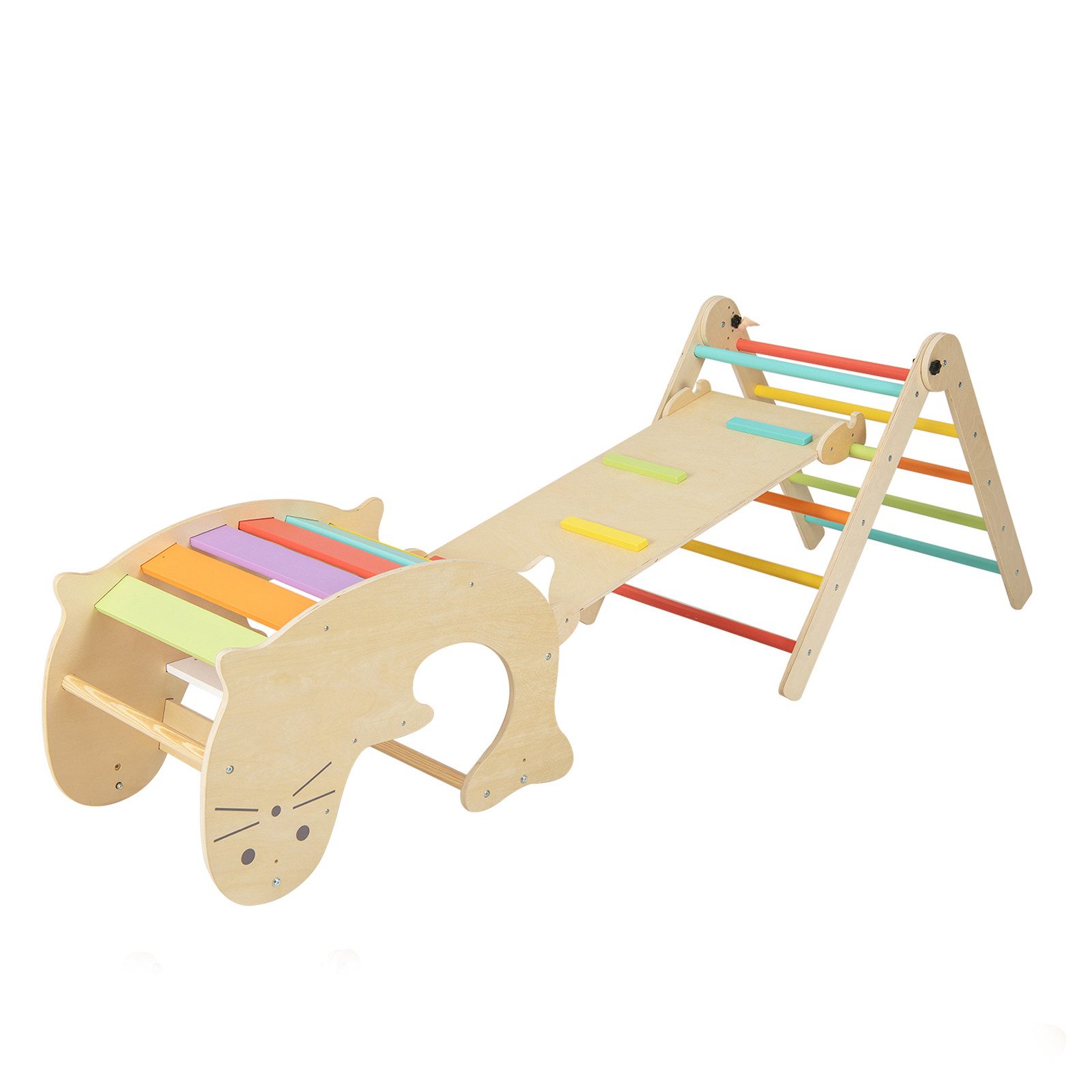 COSTWAY Klettergerüst, 7 in 1 Kletterbogen, Kletterleiter mit Rampe