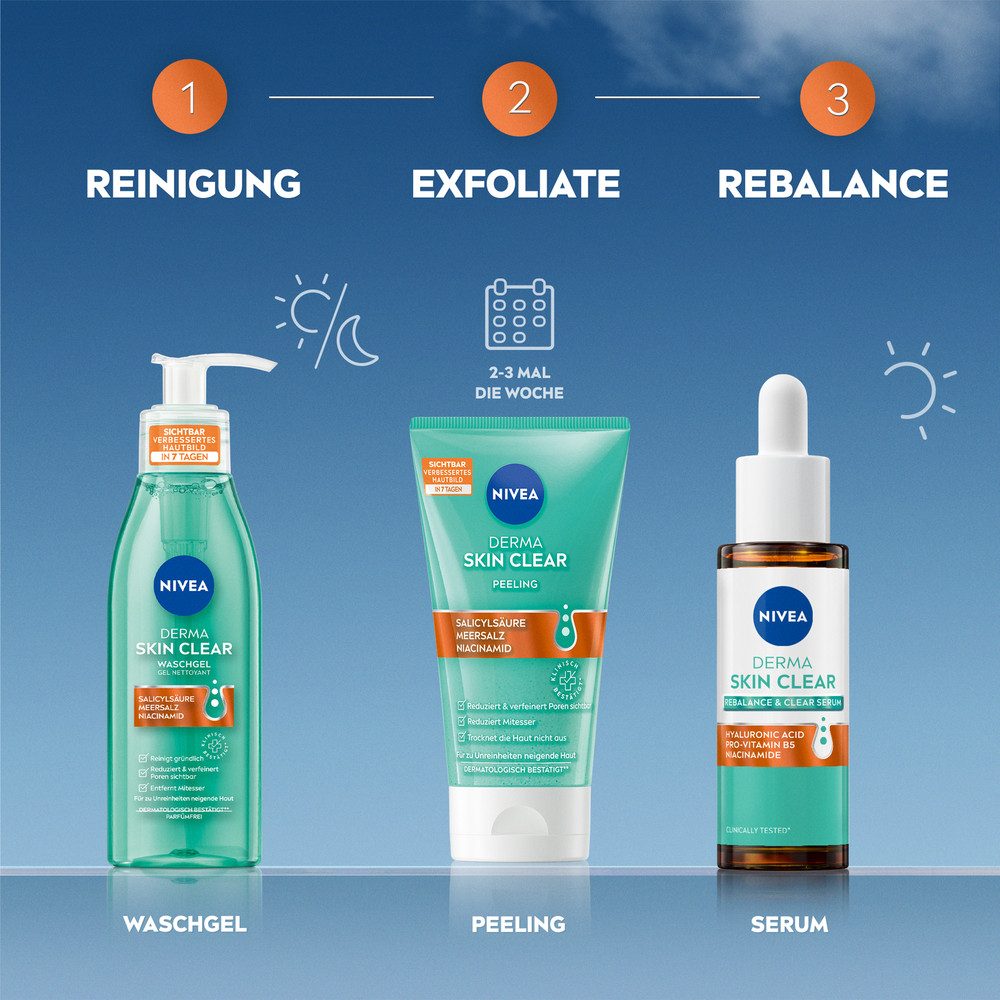 Nivea Gesichtsserum DERMA SKIN CLEAR Set Night Routine 3-teilig Set, 3-tlg. – Bild 2 von 5