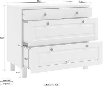 Kochstation Unterschrank KS-Osby (1-St) Kiefer massiv, Breite 100 cm, 4 Schubkästen