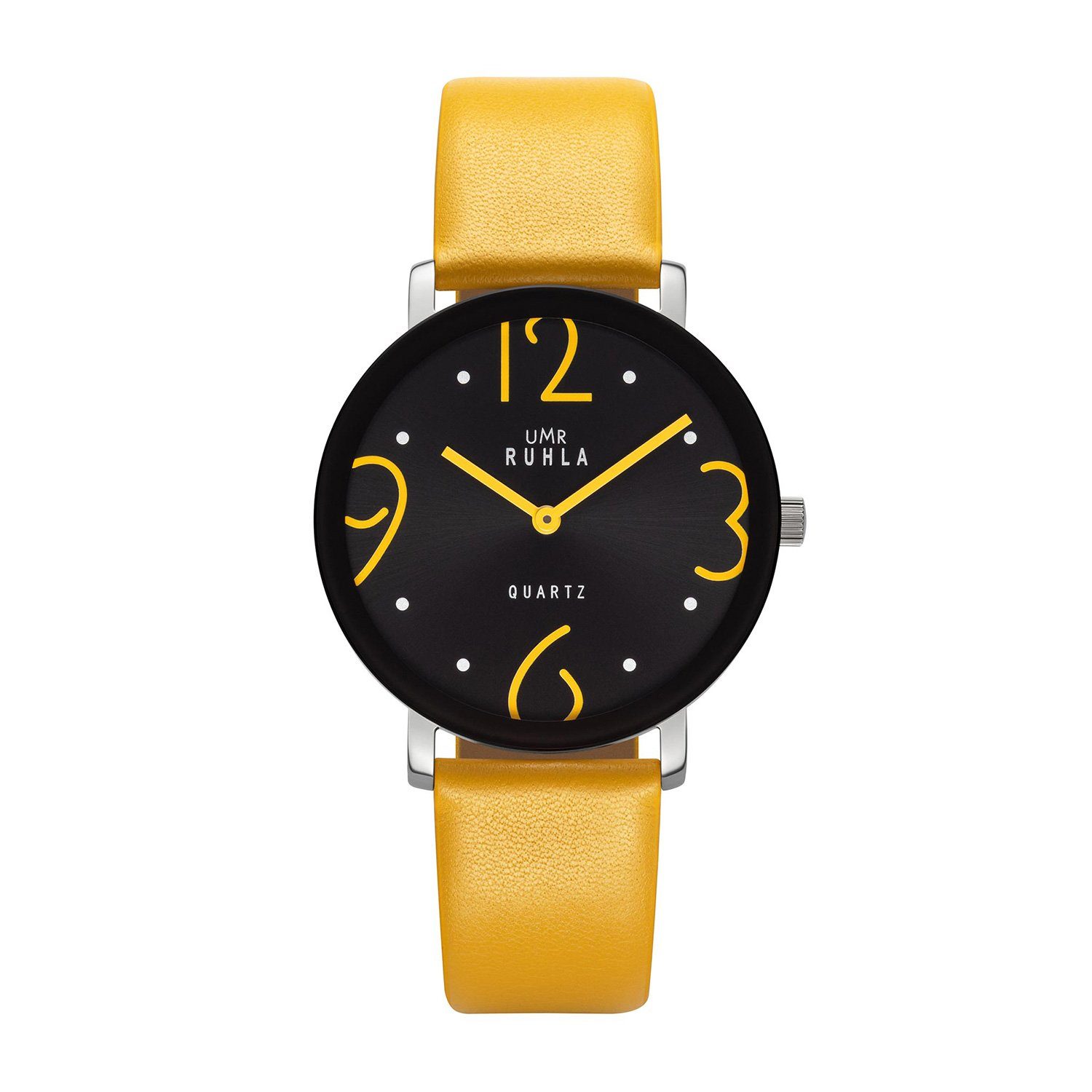 Manufaktur Uhren Ruhla - Quarz-Armbanduhr UMR Quarzuhr gelb - Lederband Ruhla