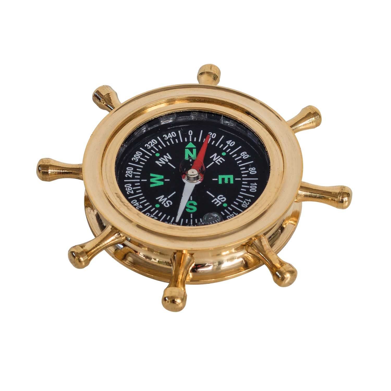 Dekoration Kompass Navigation Kompass Maritim Antik-Stil Aubaho Messing Steuerrad