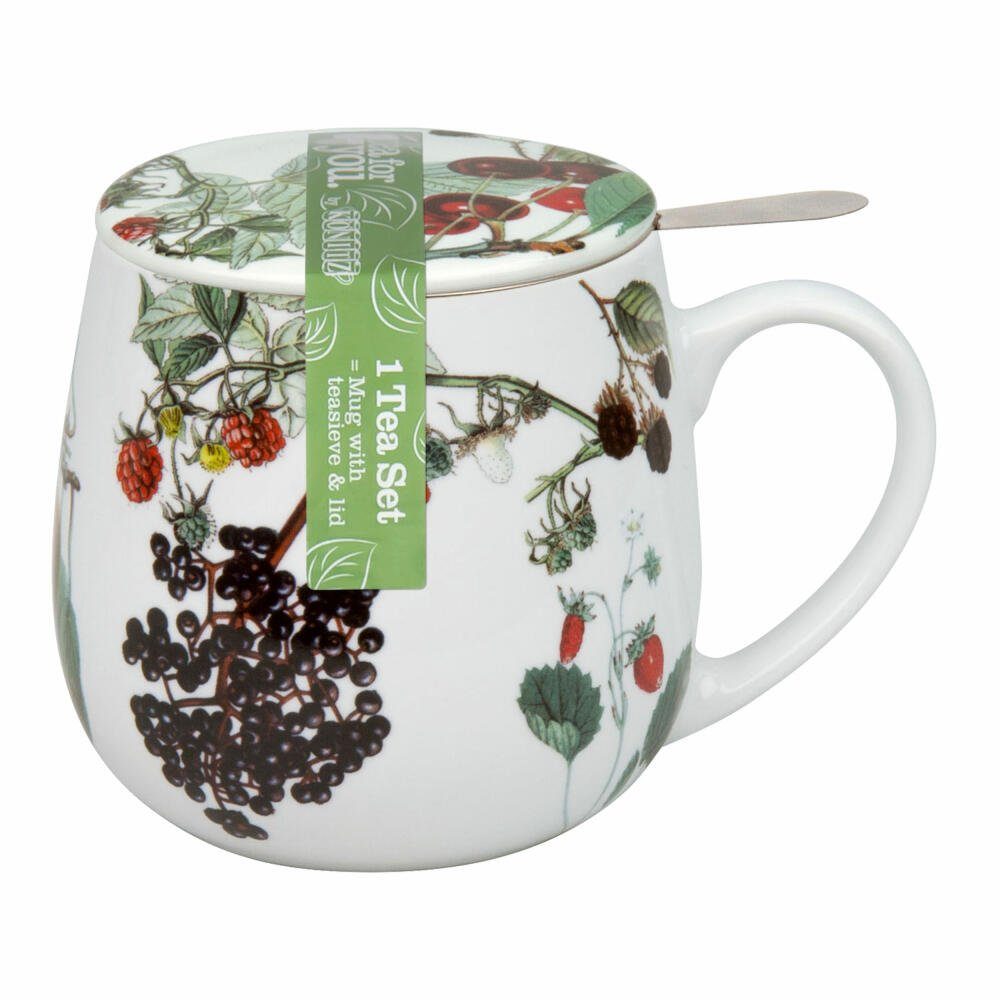 Könitz Becher My Favourite Tea Früchte, Porzellan, mit Sieb und Deckel