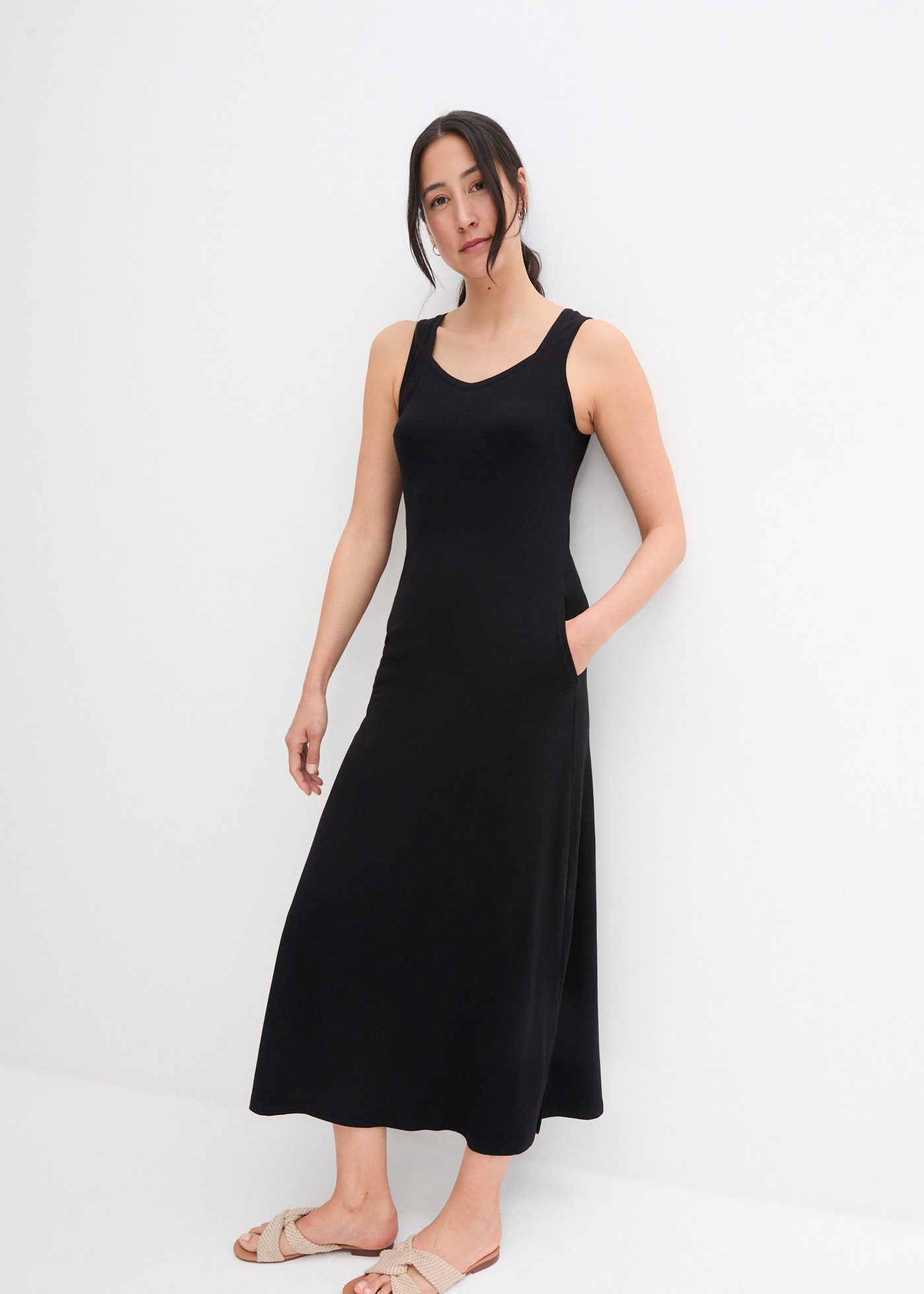 bonprix Maxikleid aus Jersey-Material, mit Viskose-Anteil, lässige Passform günstig online kaufen