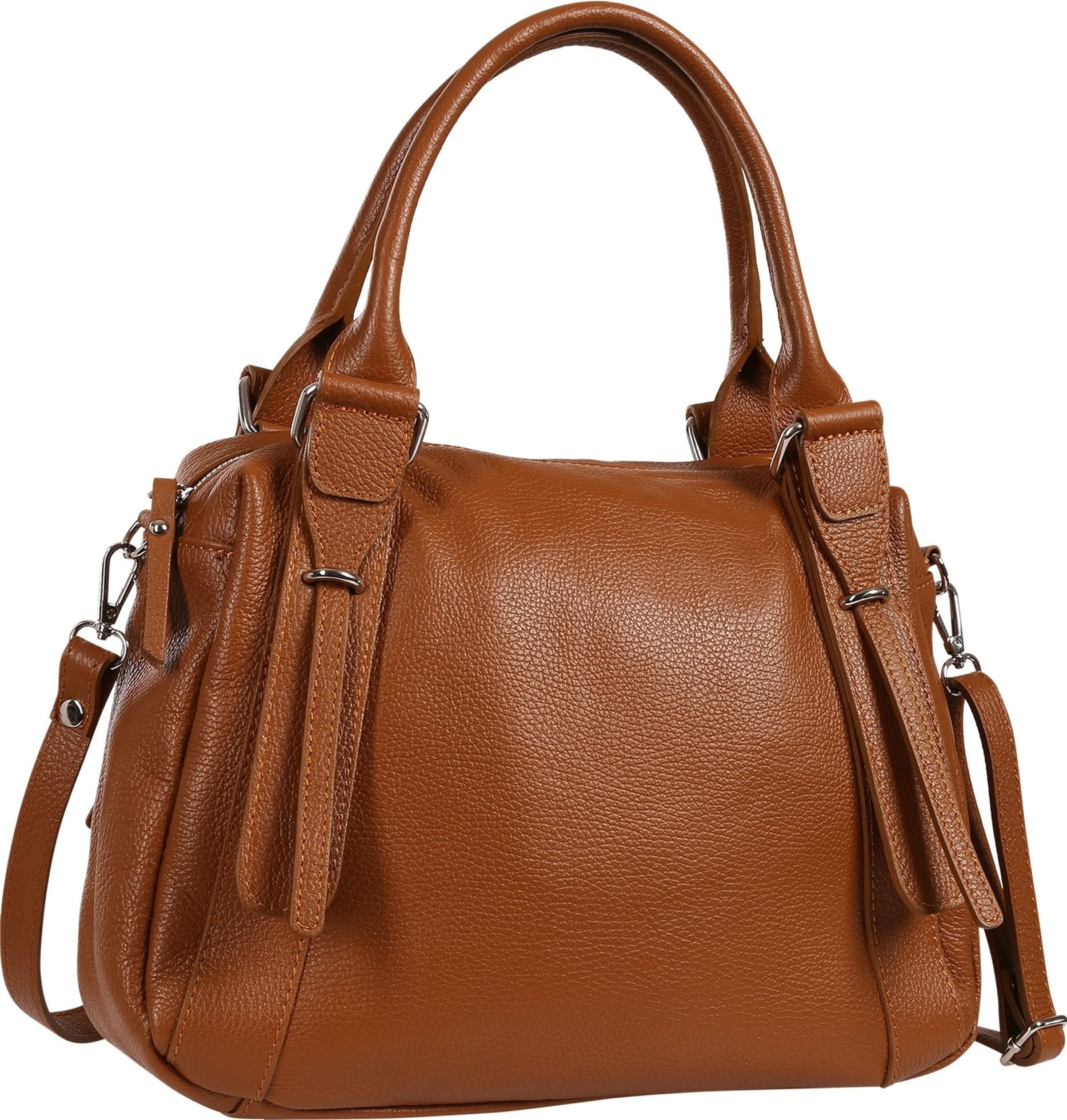 Toscanto Umhängetasche Toscanto Damen Umhängetasche Leder (Umhängetasche), Damen Leder Umhängetasche, braun ca. 35cm