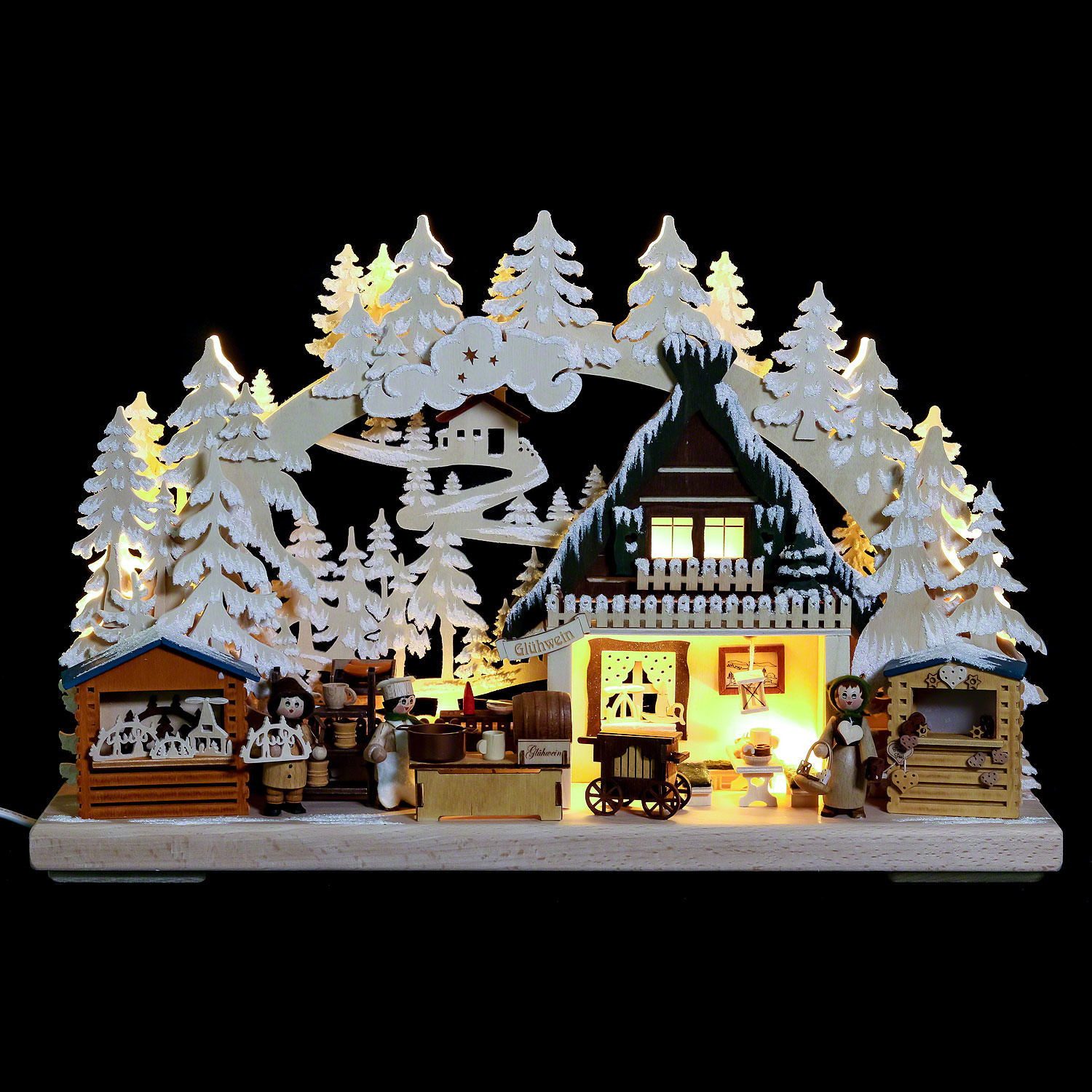 RATAGS Kunsthandwerk Schwibbogen 3D-Schwibbogen Nikolausmarkt mit Raureif (40x30x7cm) von RATAGS Holzde