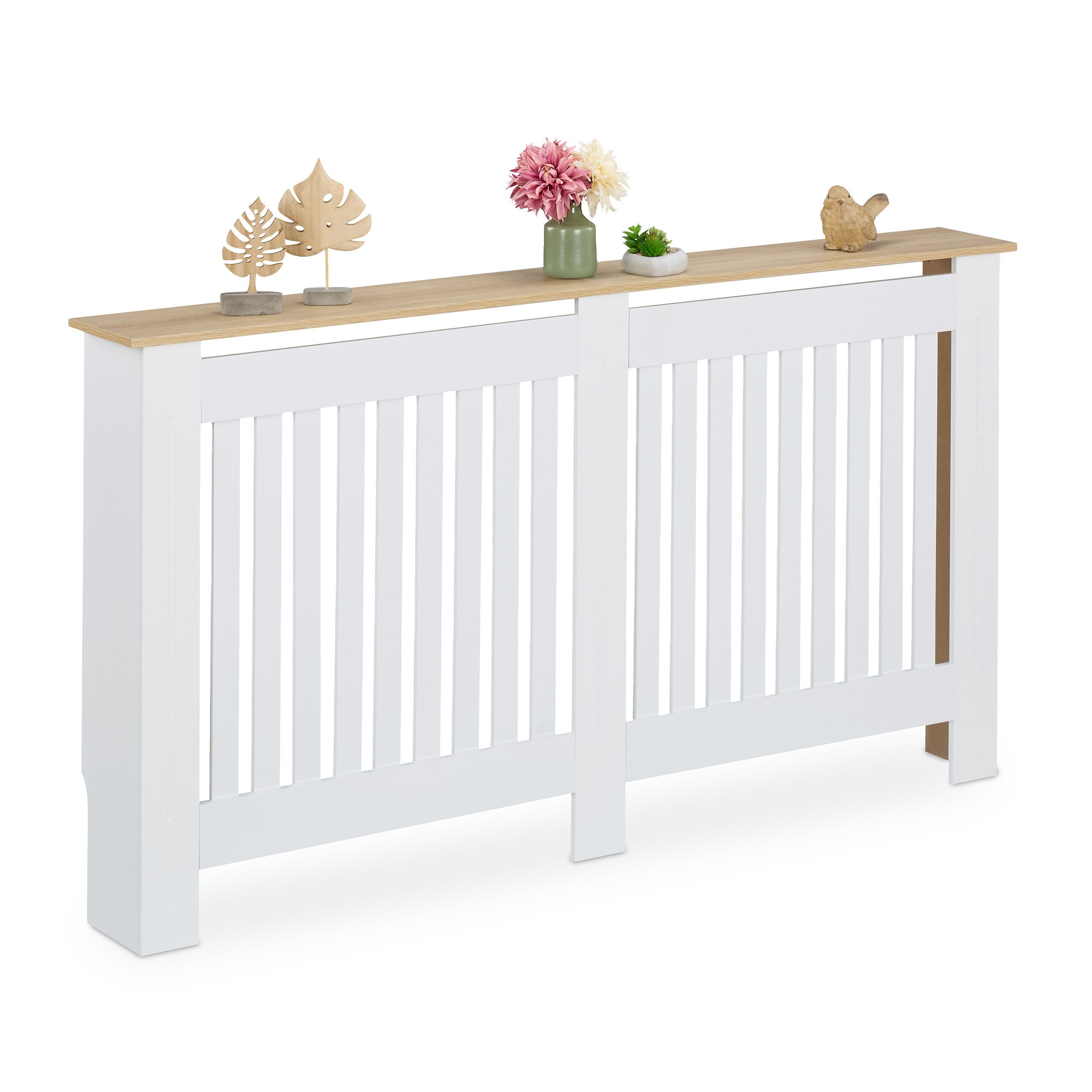 relaxdays Heizungsverkleidung Heizkörperverkleidung m. Holzoptikablage, wei günstig online kaufen