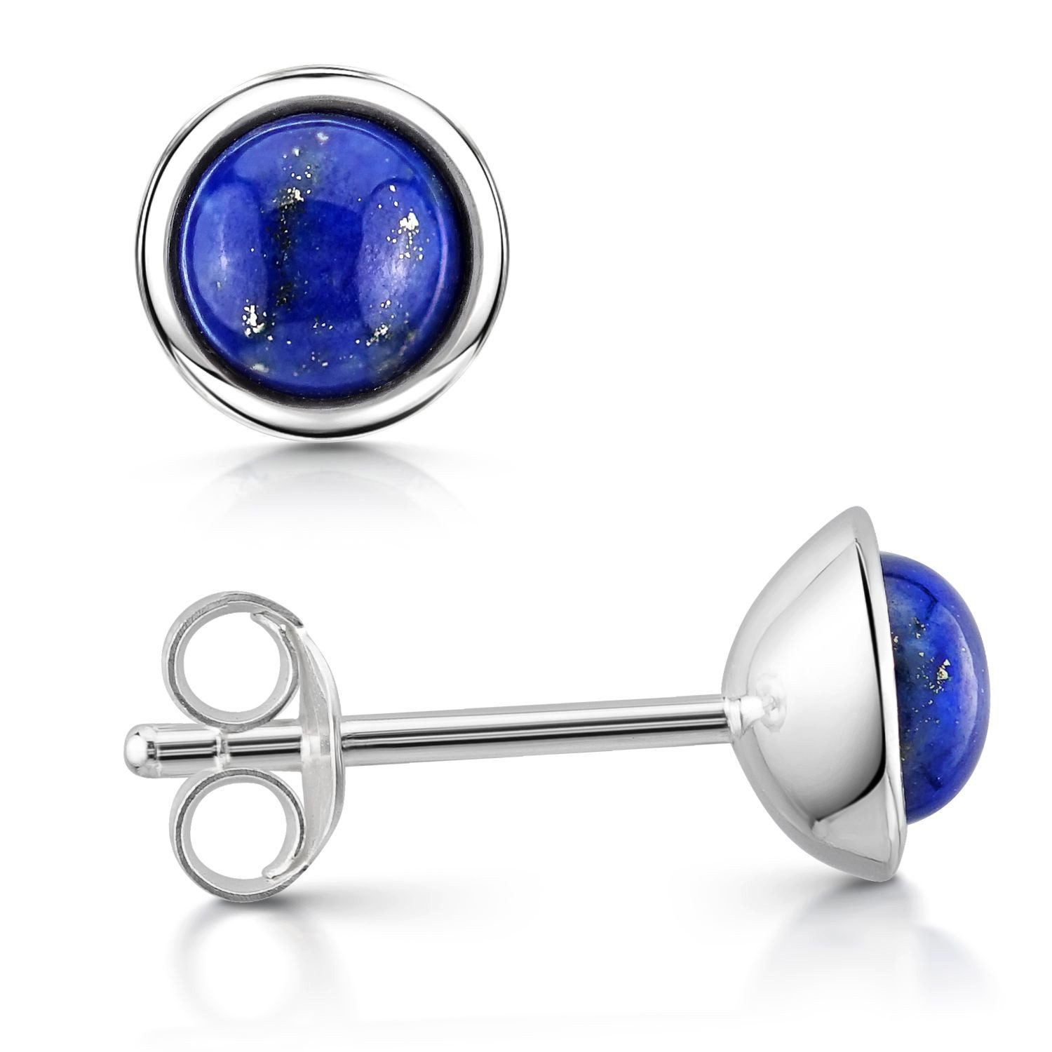 Materia Paar Ohrstecker Damen Ohrringe Lapislazuli blau SO-46, aus 925 Sterling Silber, rhodiniert