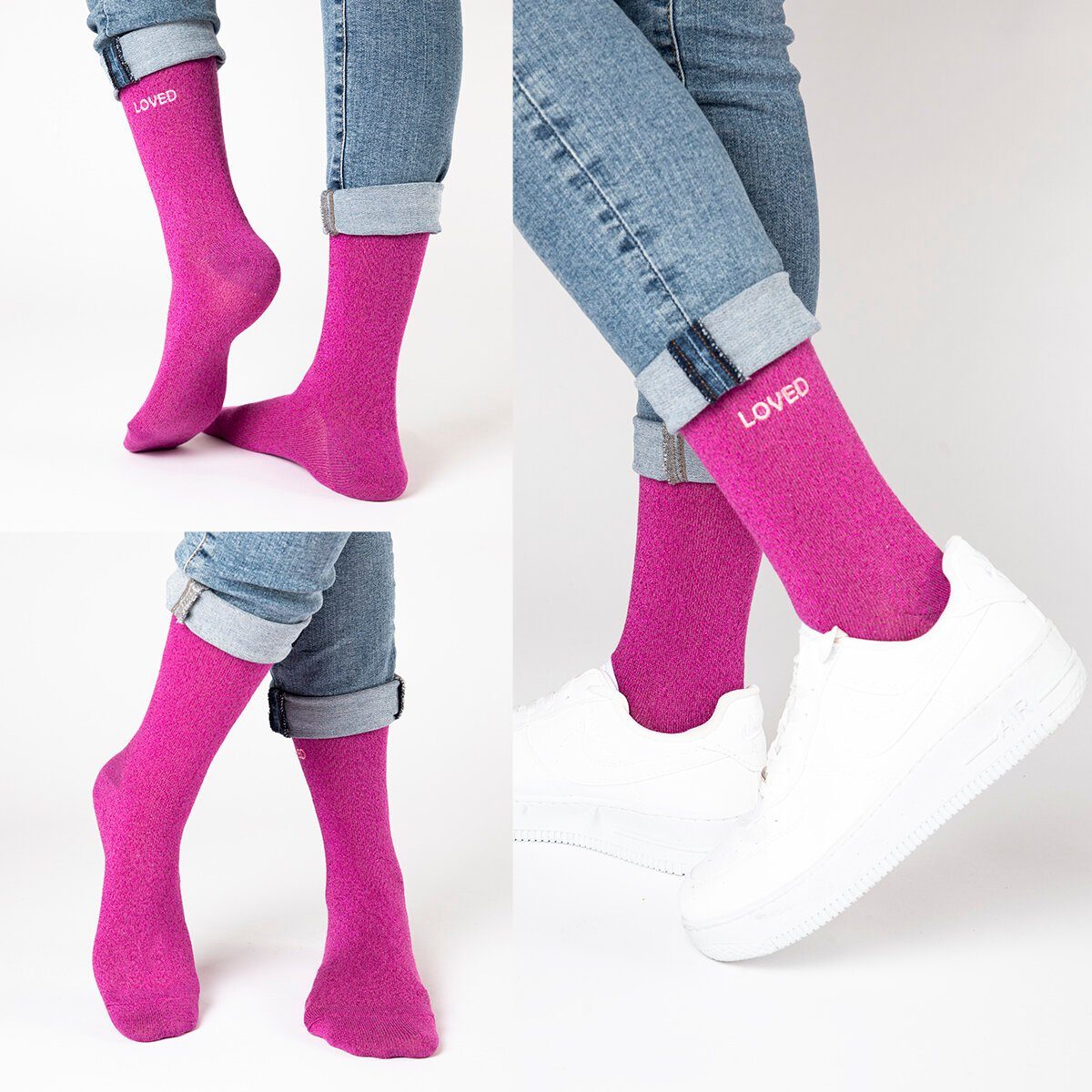 BIGGDESIGN Socken Moods Glitzer Biggdesign 7-Paar Up Set Socken