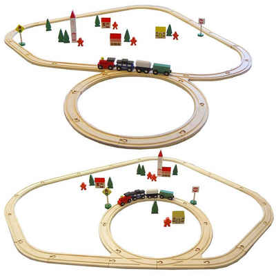 eyepower Spielzeug-Eisenbahn »48-teilige Holzeisenbahn Starter-Set Spielzeug«, Holzbahn Kinder-Bahn Zug Holz
