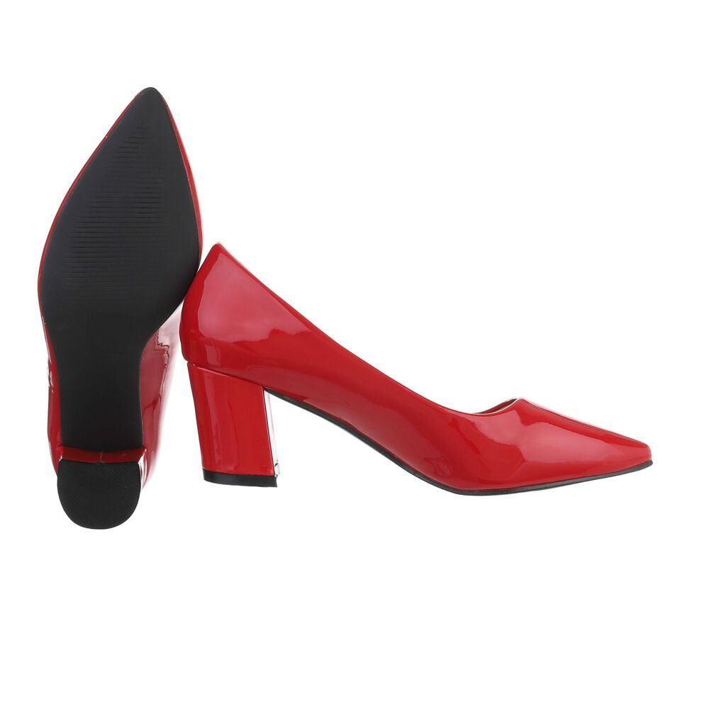 Ital-Design Damen Schlupfschuhe Elegant Pumps (72625849) Blockabsatz Klassische Pumps in Rot