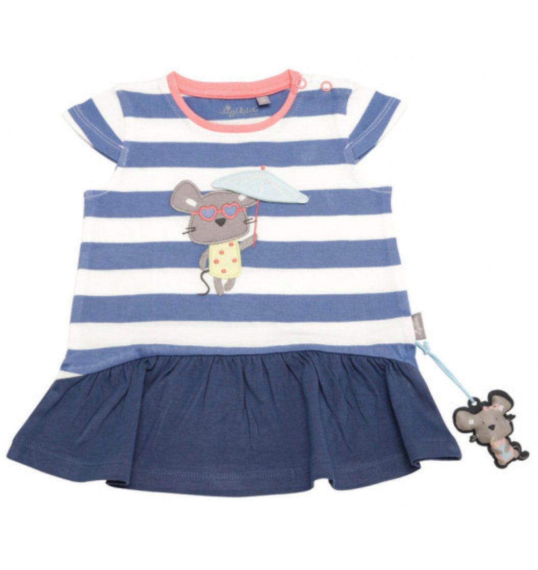 Sigikid Jerseykleid Baby Kleid gestreift mit Mäuse Motiv Bio Baumwolle
