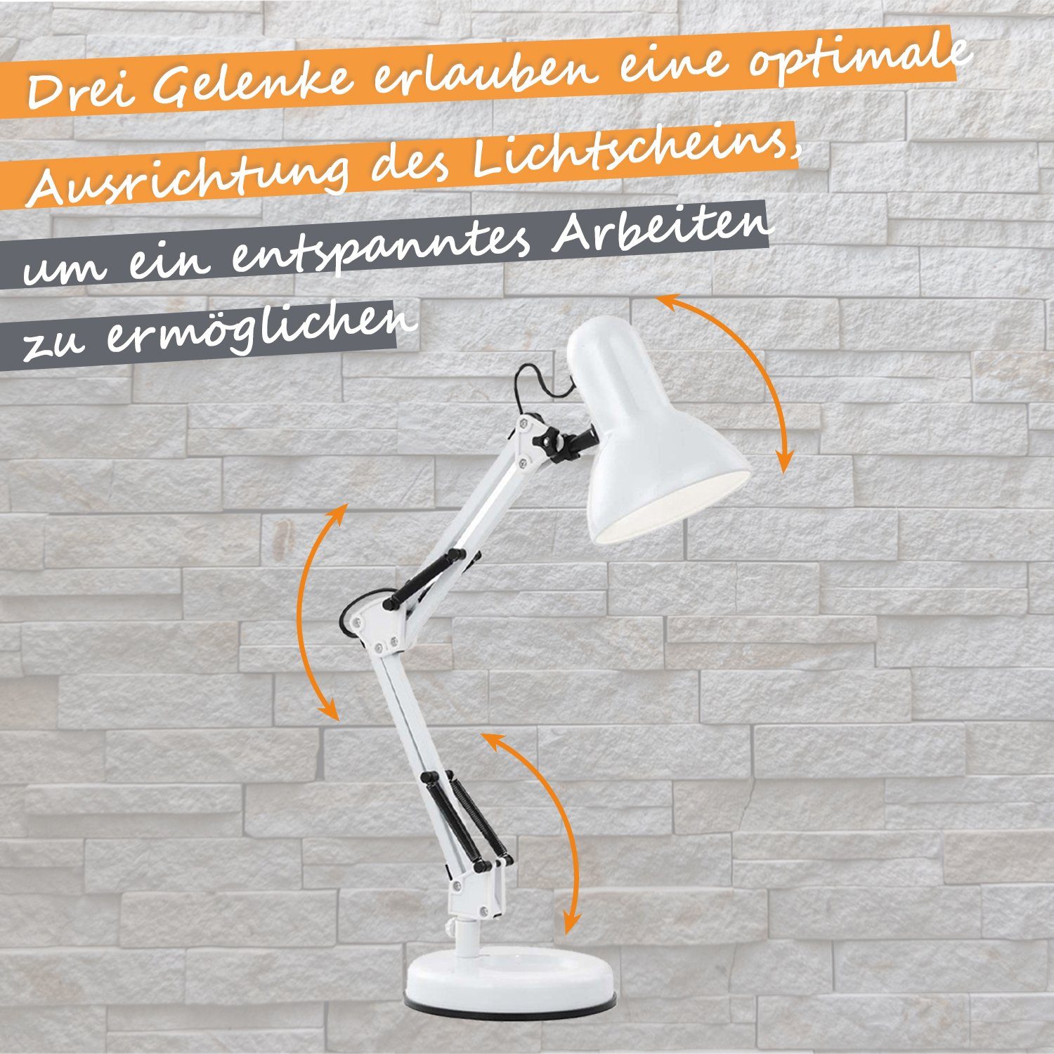 GLOBO LIGHTING Tischleuchte Tischlampe Tischleuchte Leselampe Schreibtischlampe Kinder weiß 24881