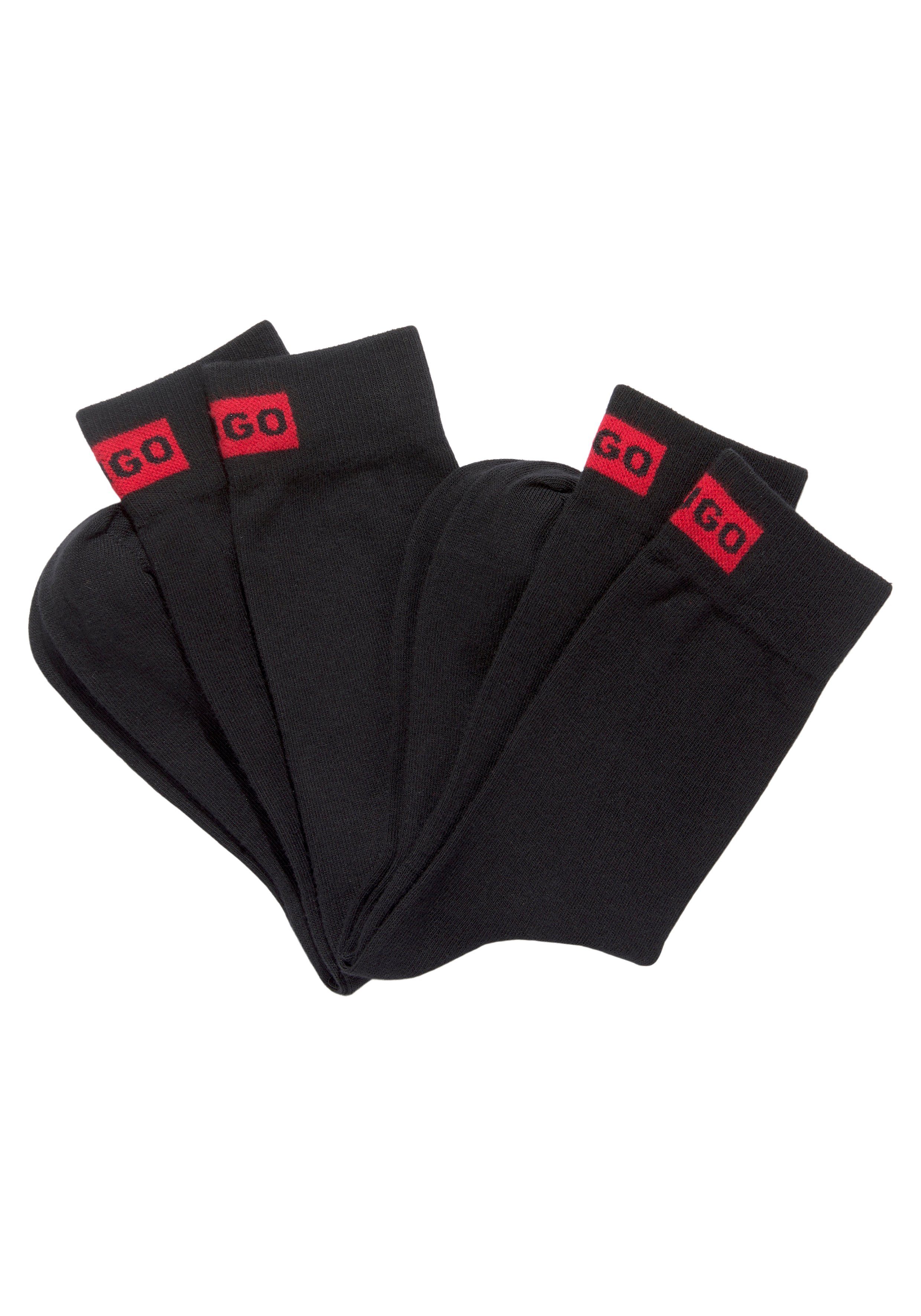 (Packung, LABEL Businesssocken Black CC Markenlabel HUGO 2er) mit 2-Paar, W eingesticktem RS 2P