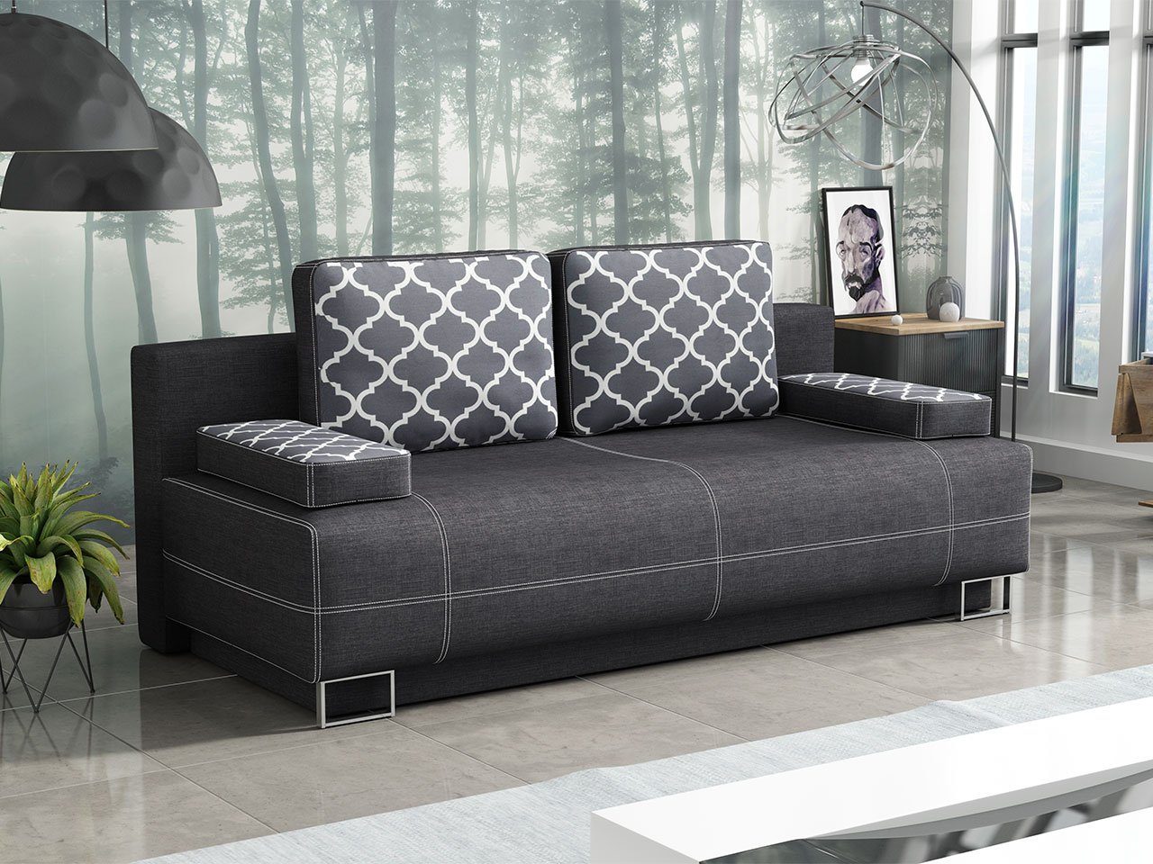 MIRJAN24 Schlafsofa Optima, mit Bettkasten und Schlaffunktion, Schlafcouch mit Metallfüße