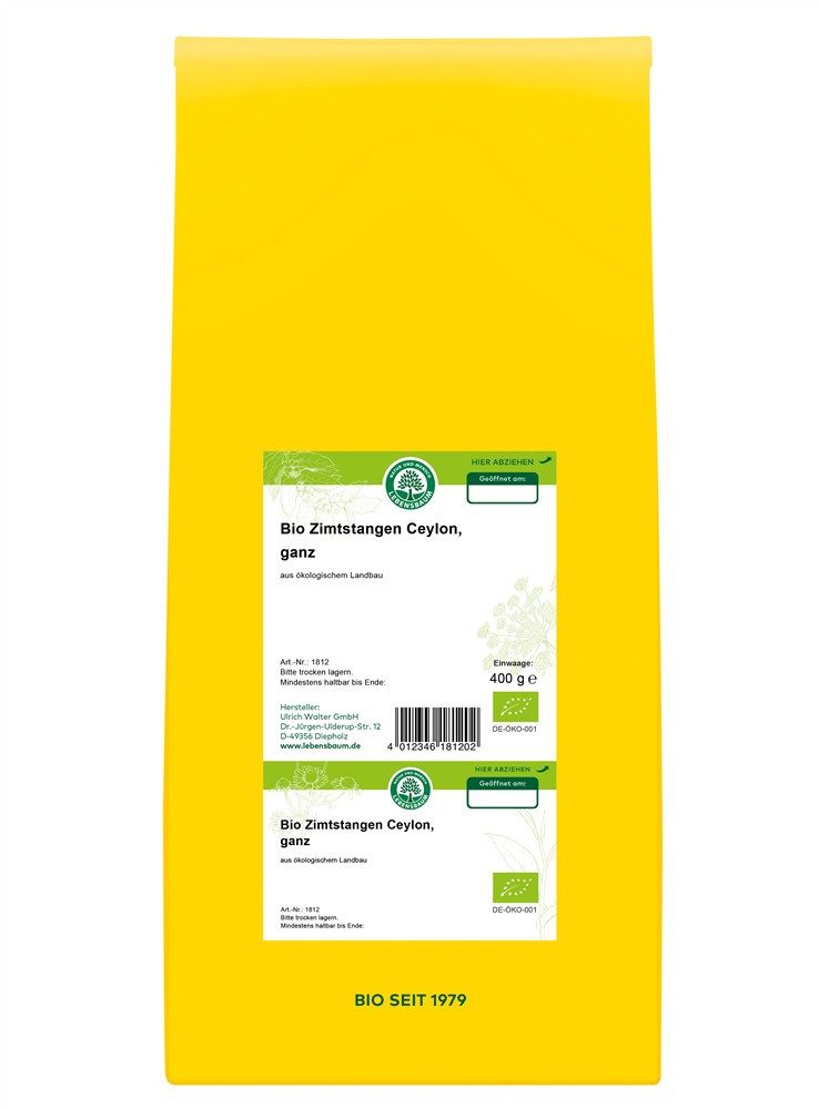 Lebensbaum Gewürz Zimtstangen Ceylon, ganz 400g