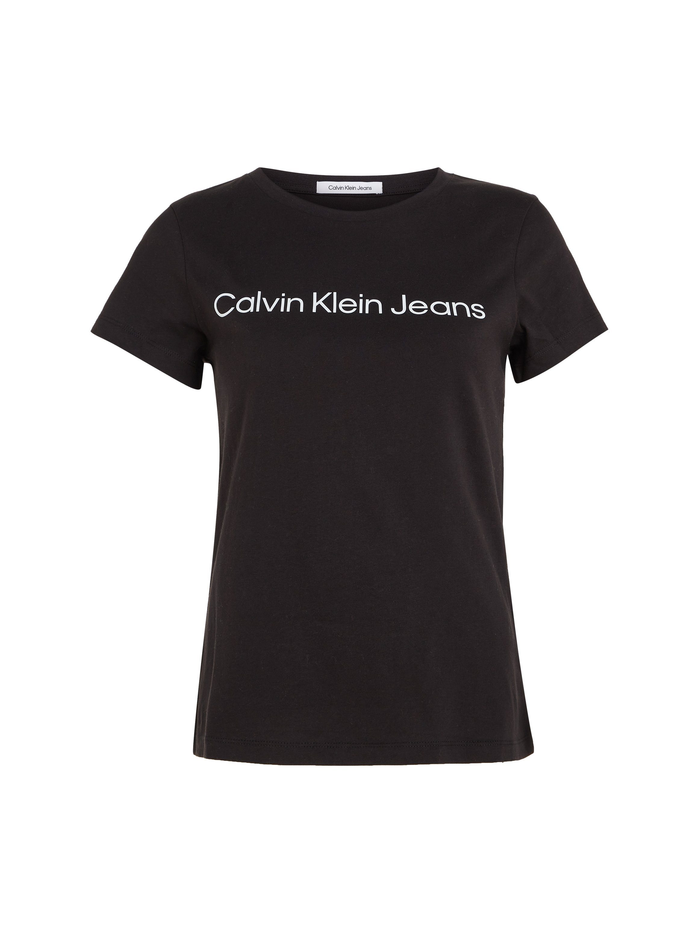 T-Shirt Ck CK-Logoschriftzug LOGO Black mit Calvin Jeans CORE FIT INSTIT TEE Klein SLIM