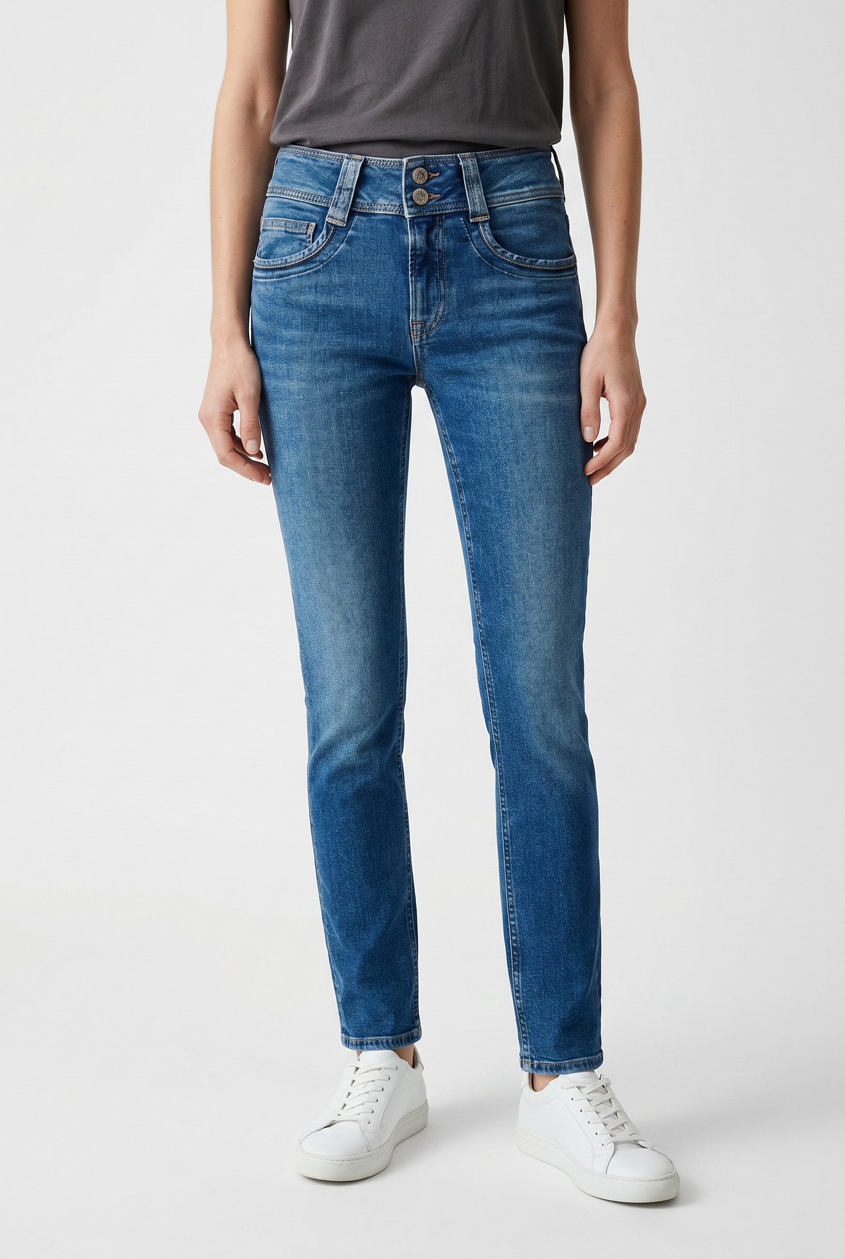 Pepe Jeans Straight-Jeans SLIM JEANS MW GEN mit doppeltem Knopfverschluss