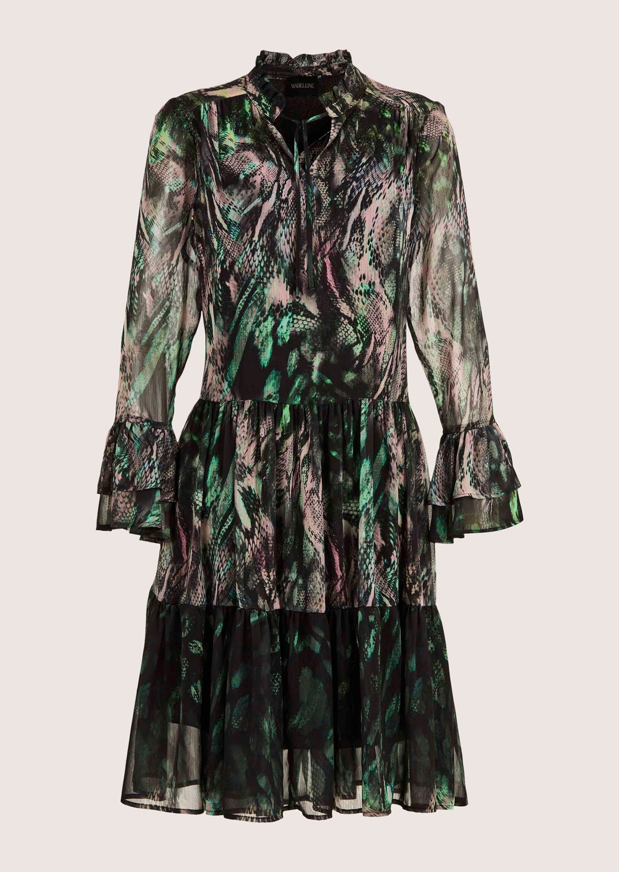 Midikleid Elegantes Stufenkleid mit All-Over-Print
