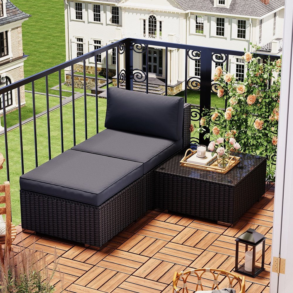 MeXo Gartenlounge-Set Balkonmöbel Rattan Modulsofa mit günstig online kaufen