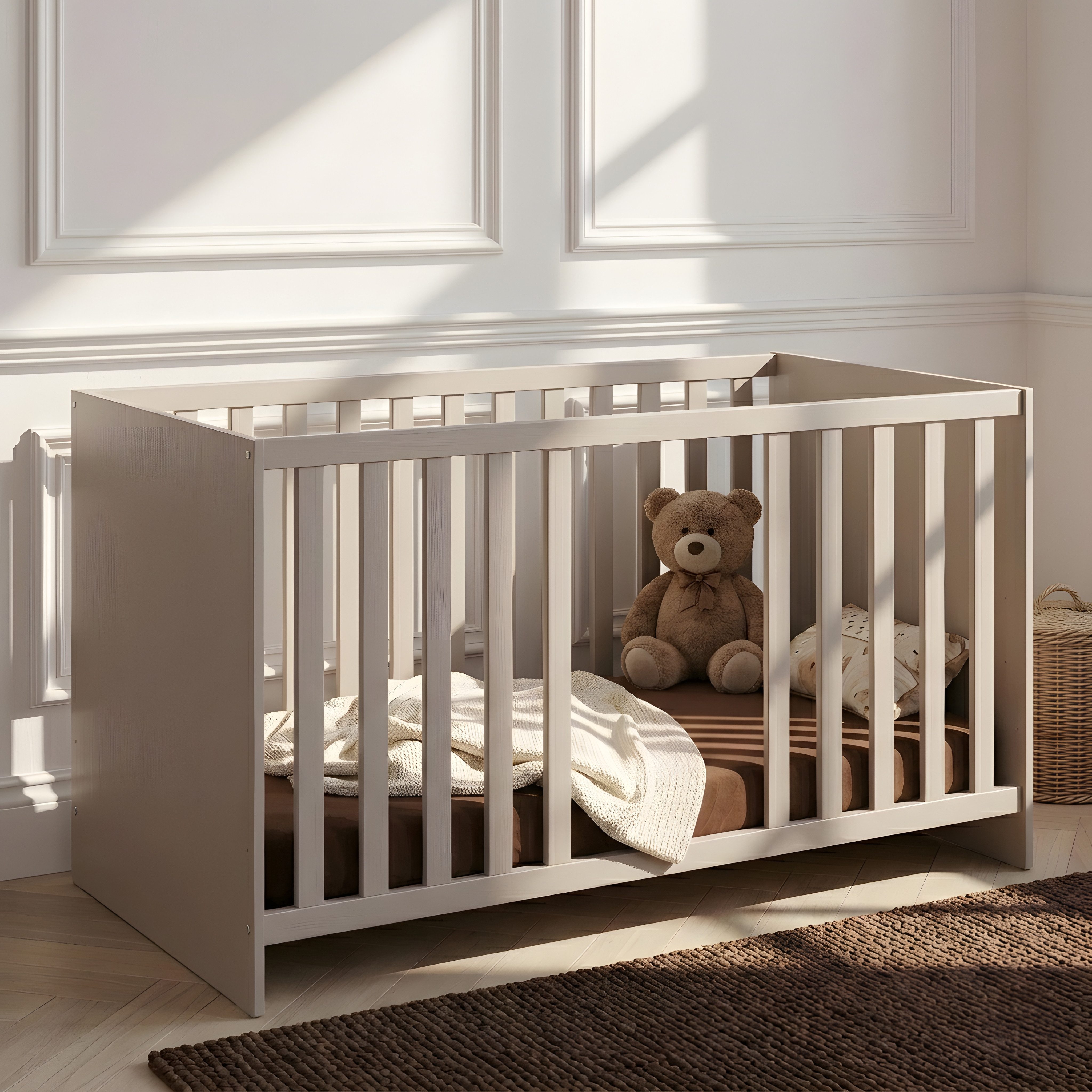 arthur berndt Babybett Essentials, Made in Germany; mit Schlupfsprossen;Mitwachsend; 4x höhenverstellbar
