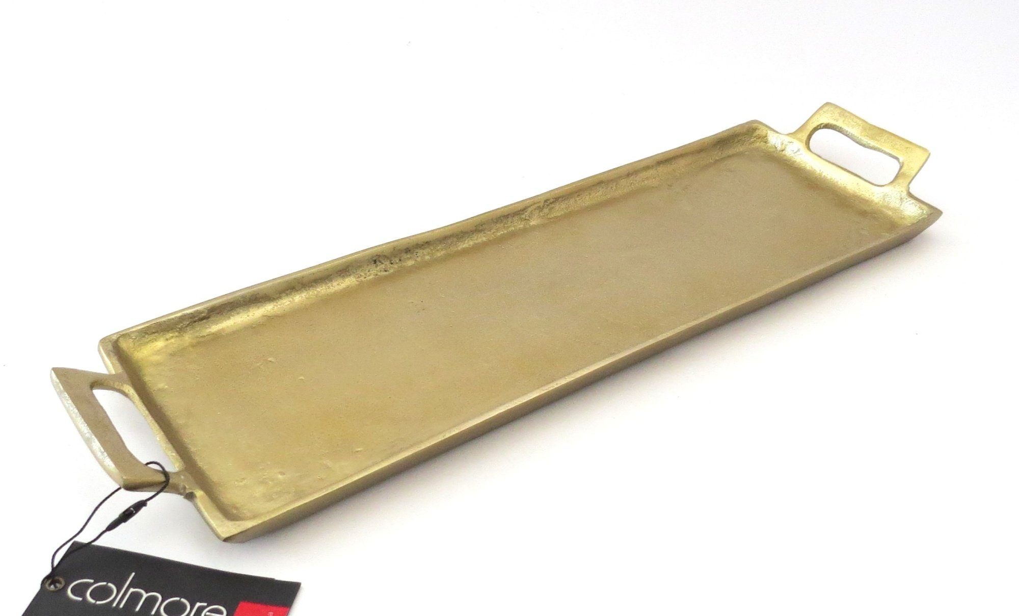 colmore Dekotablett Platte Tablett Gold Deko Metall Länglich Lang 53 cm, Lang
