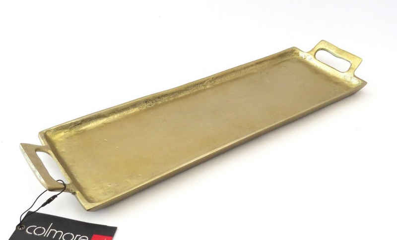colmore Dekotablett Tablett Platte Länglich Deko Gold Lang Metall 53 cm, Lang