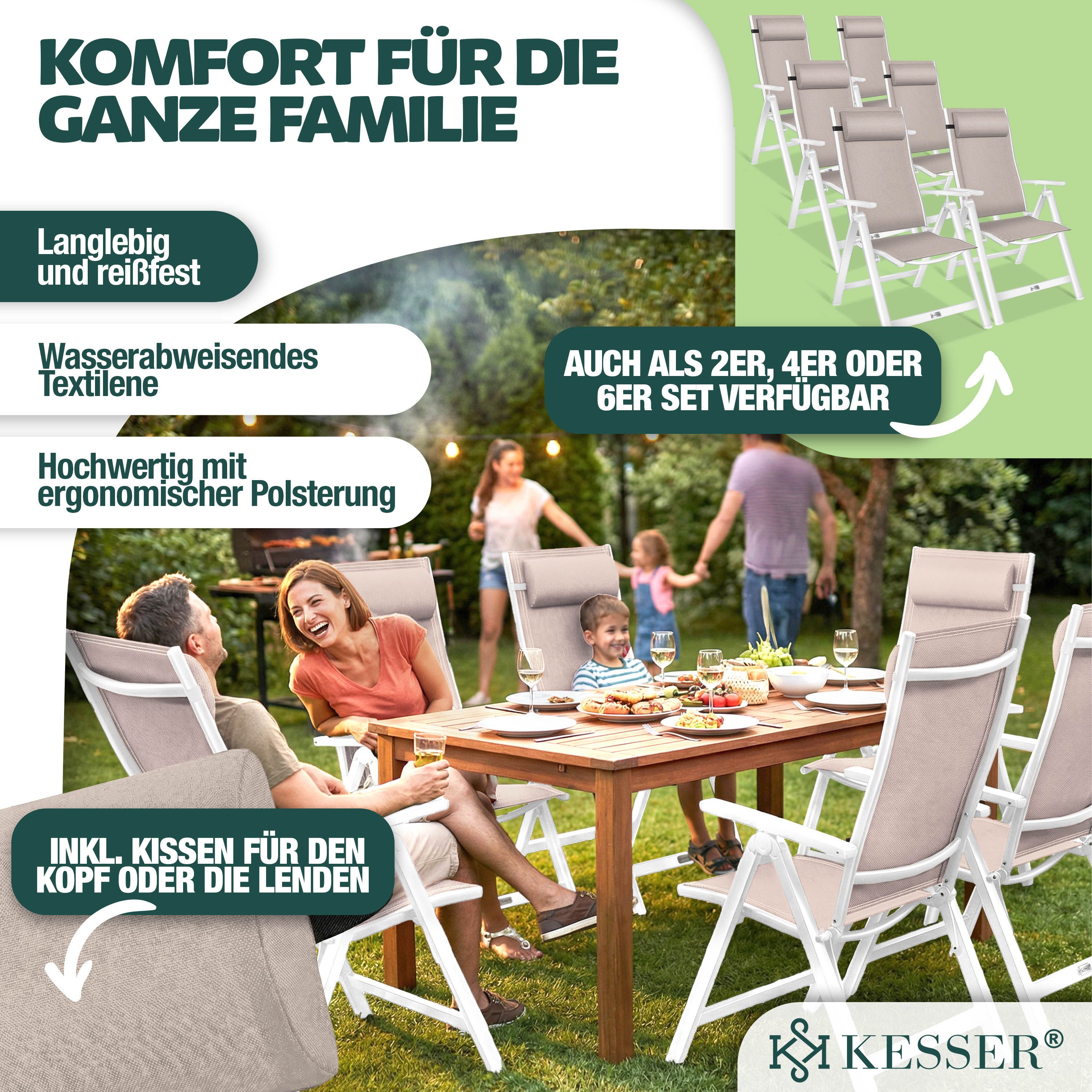 KESSER Gartenstuhl (1 St), Hochlehner mit Armlehnen Aluminium Klappstuhl