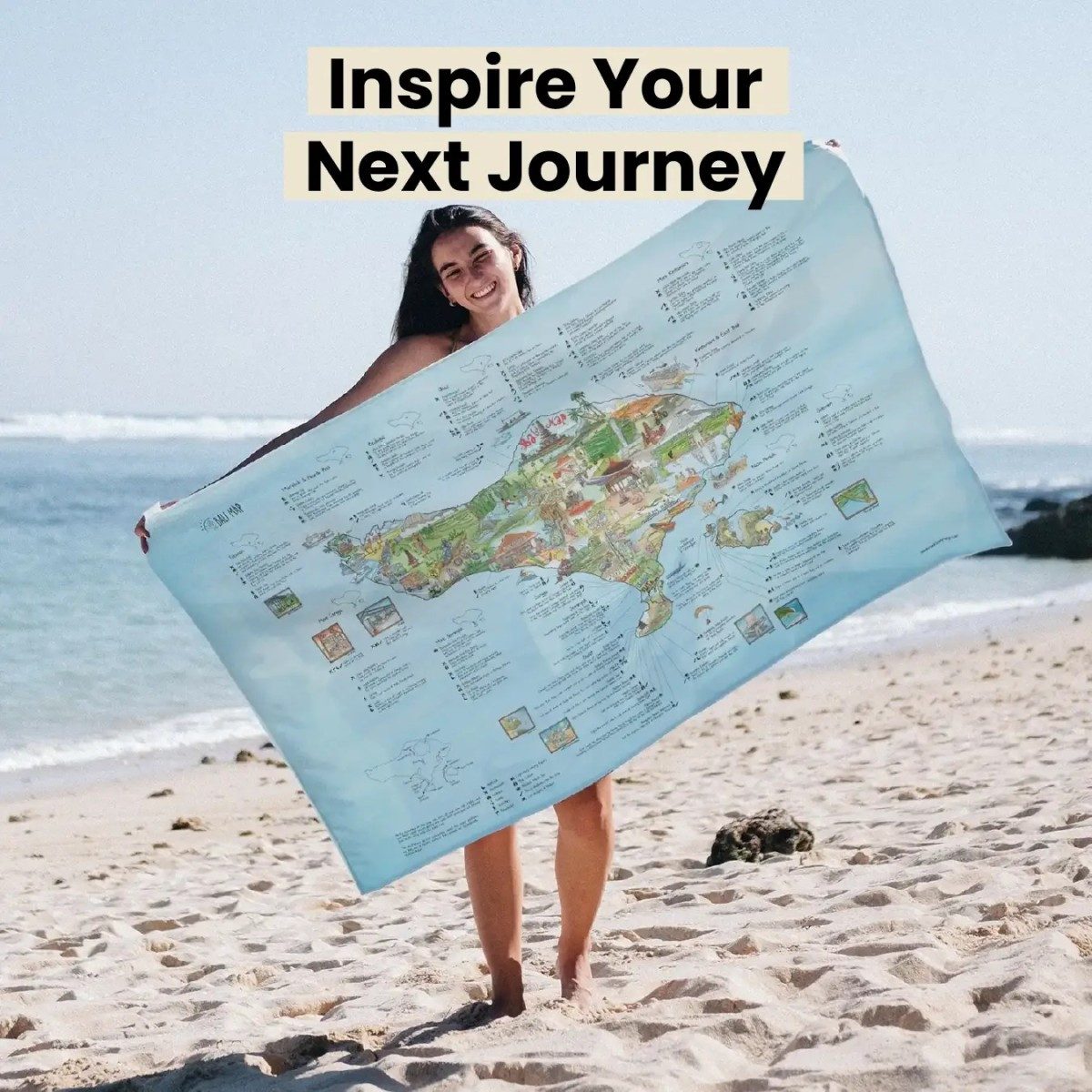 Awesome Maps Strandtuch Badetuch "Bali Illustrated" (155x90cm) günstig online kaufen