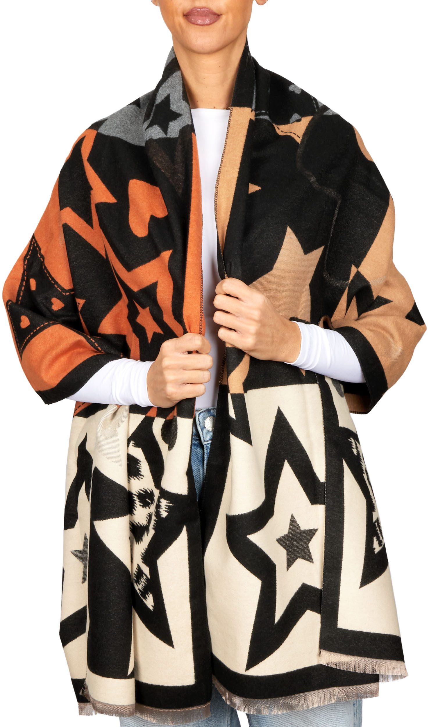 BRUBAKER Schal Cashmirillo Damen Schal mit Modernem Muster - 70 x 200 cm - Warm, (Oversized Schal für Herbst und Winter, 1-St), Kuschelig mit weichem Kaschmir-Gefühl - Damenschal Winterschal