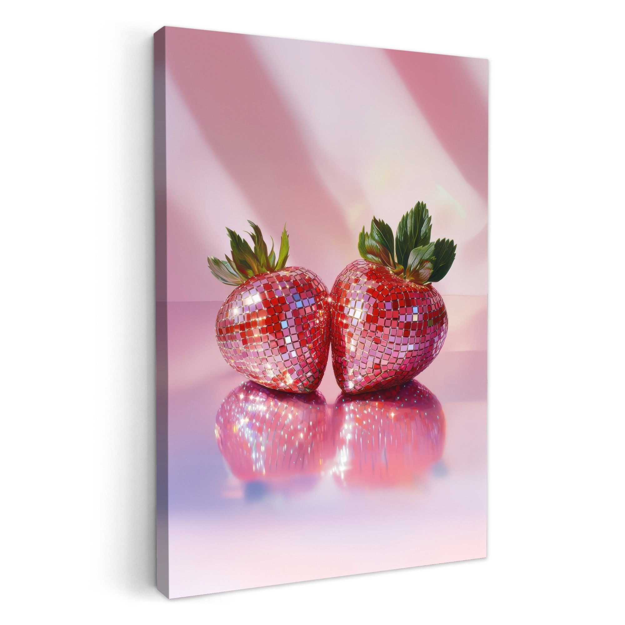 Leinwandbild Disco - Obst - Glitzer - Erdbeere