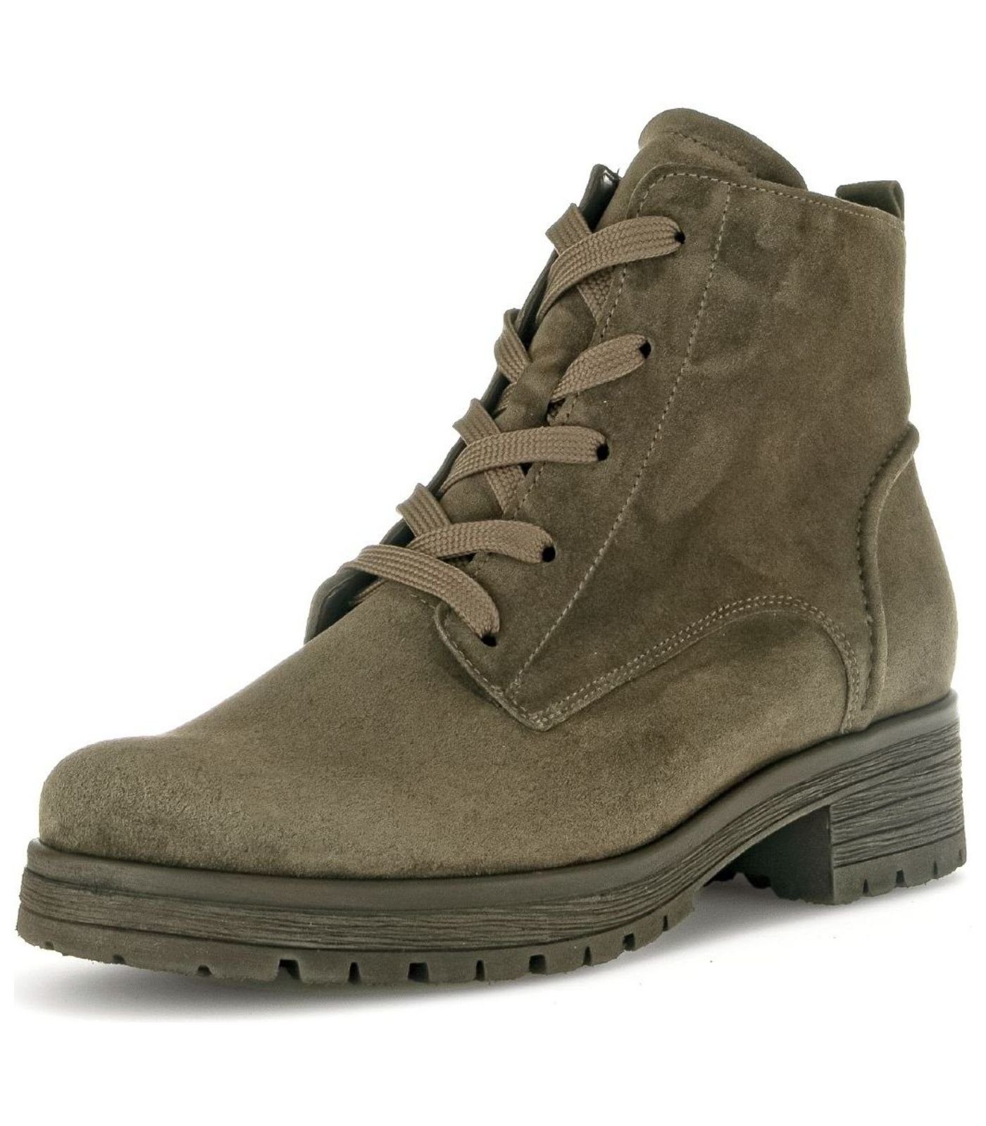 Gabor Stiefelette Veloursleder Schnürstiefelette Olive