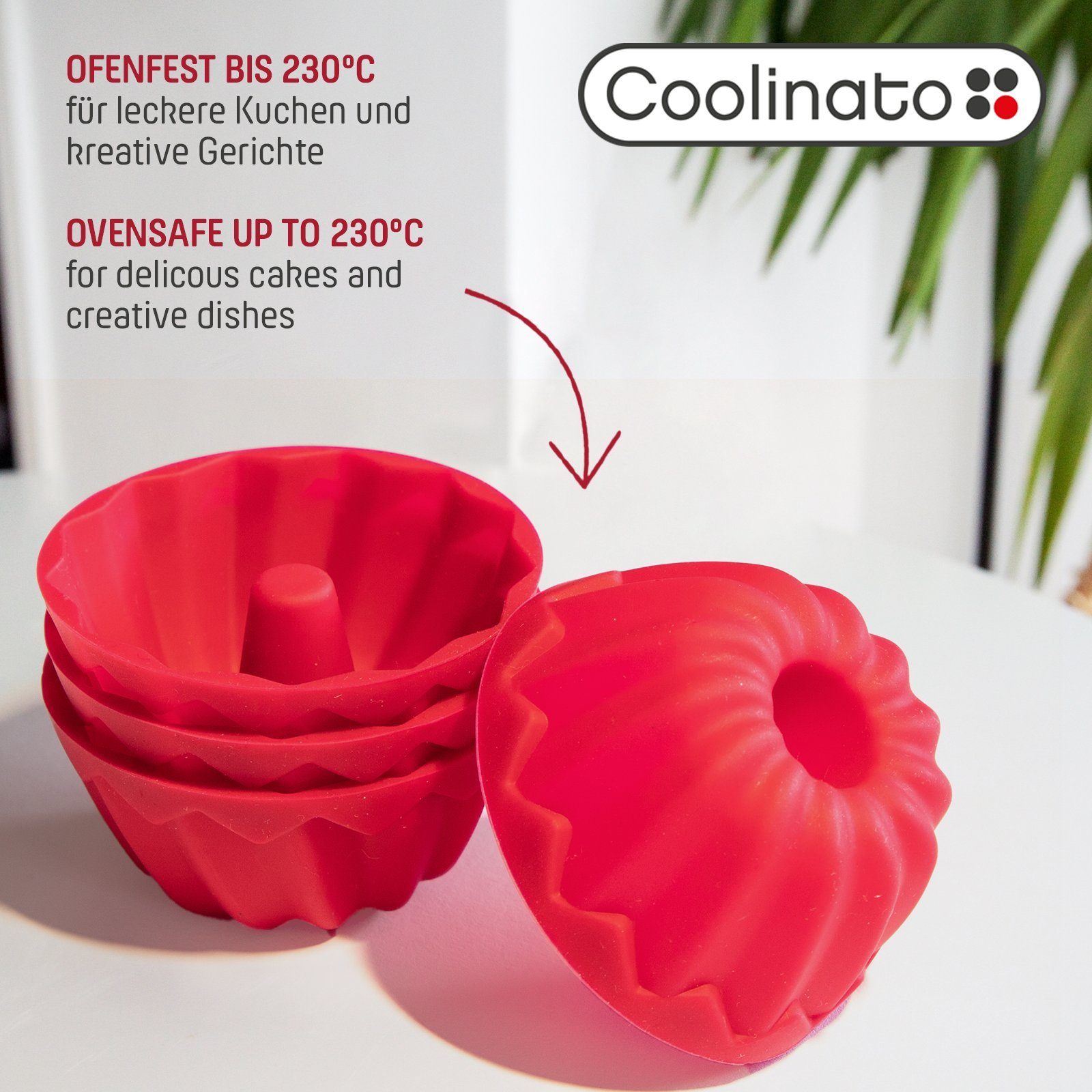 Coolinato Backform Coolinato Silikon Gugelhupf Set 5tlg. ROT, inkl. Rezepte – Bild 4 von 5