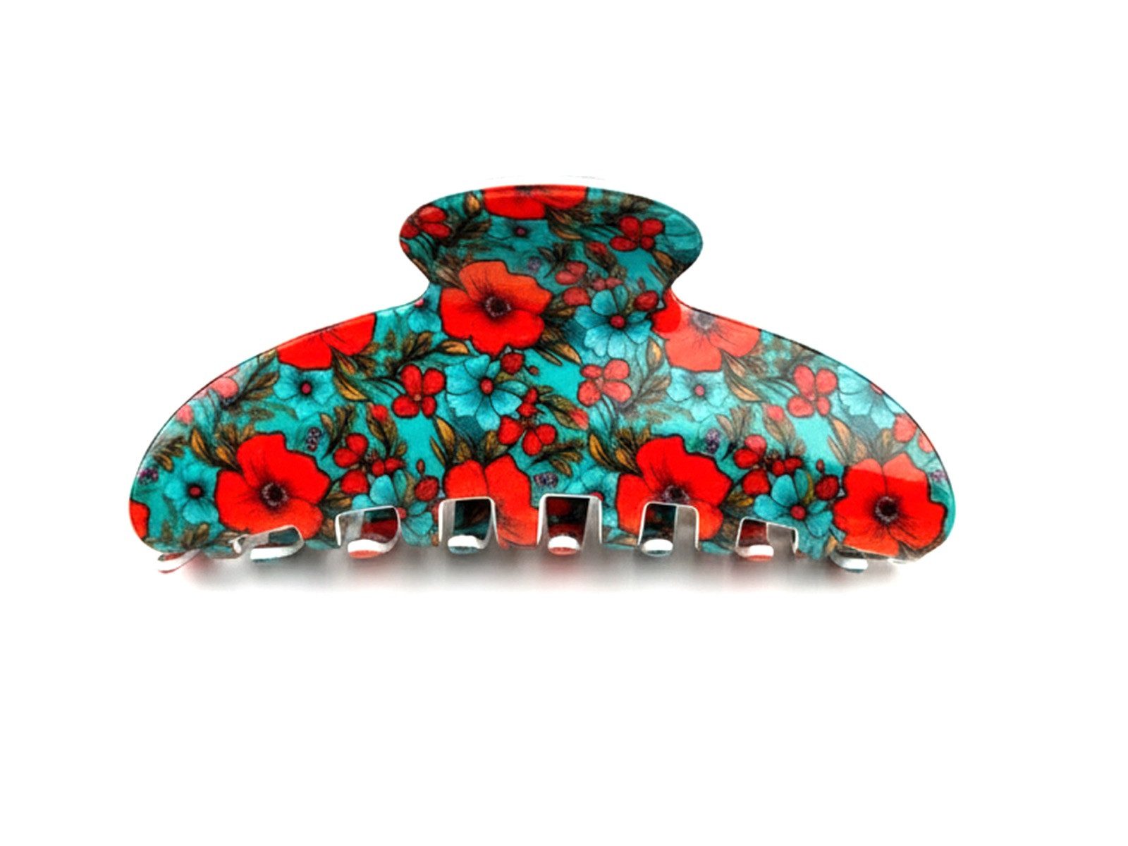 LK Trend & Style Haarspange mit Blumenmuster, Größe ca 10 cm., Blumenmotive sind immer ein guter Begleiter