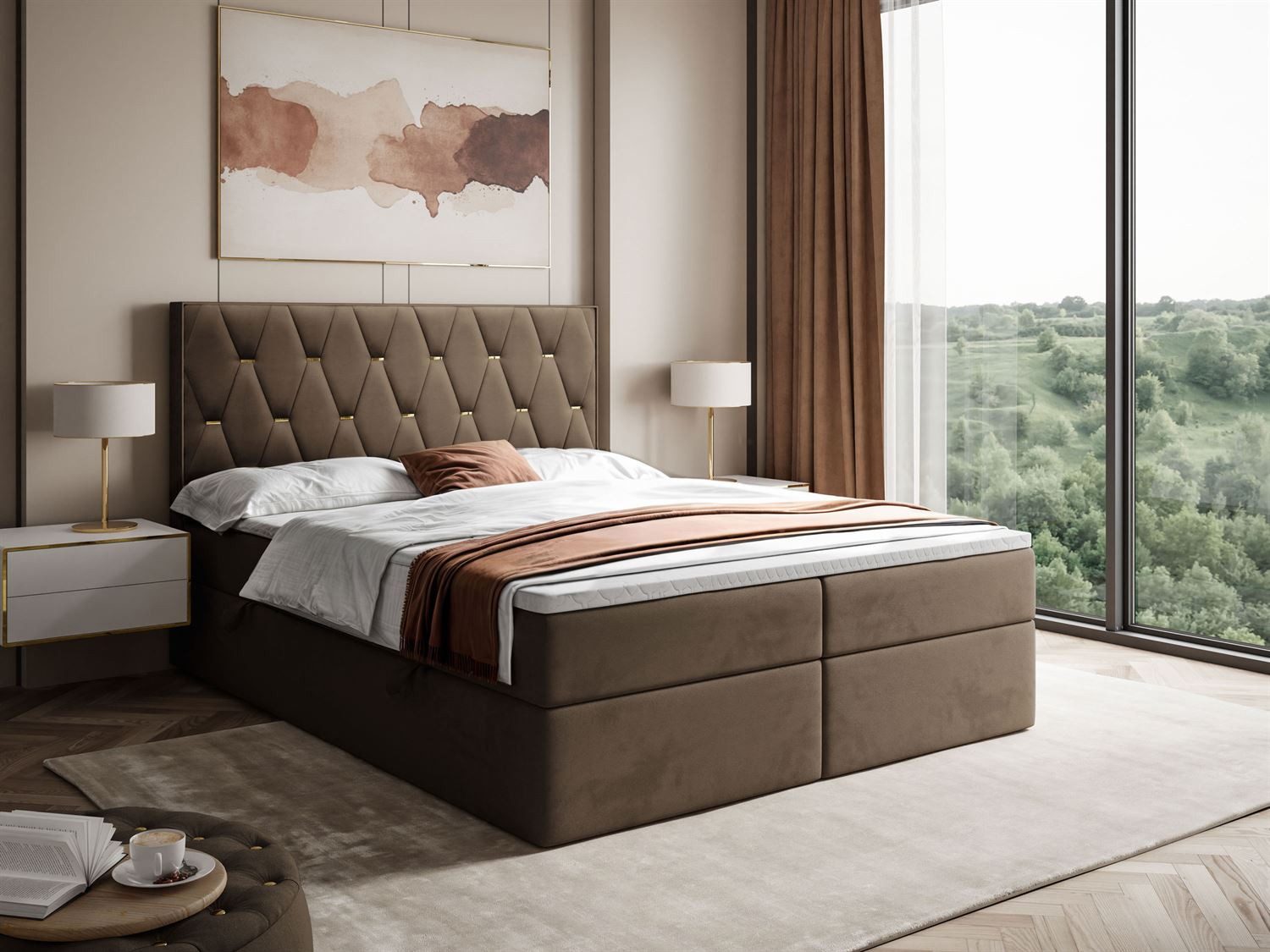 Lookway Boxspringbett IZOLDA mit Bettkasten und Topper (Boxspringbett mit Topper), mit Bettkasten und Topper