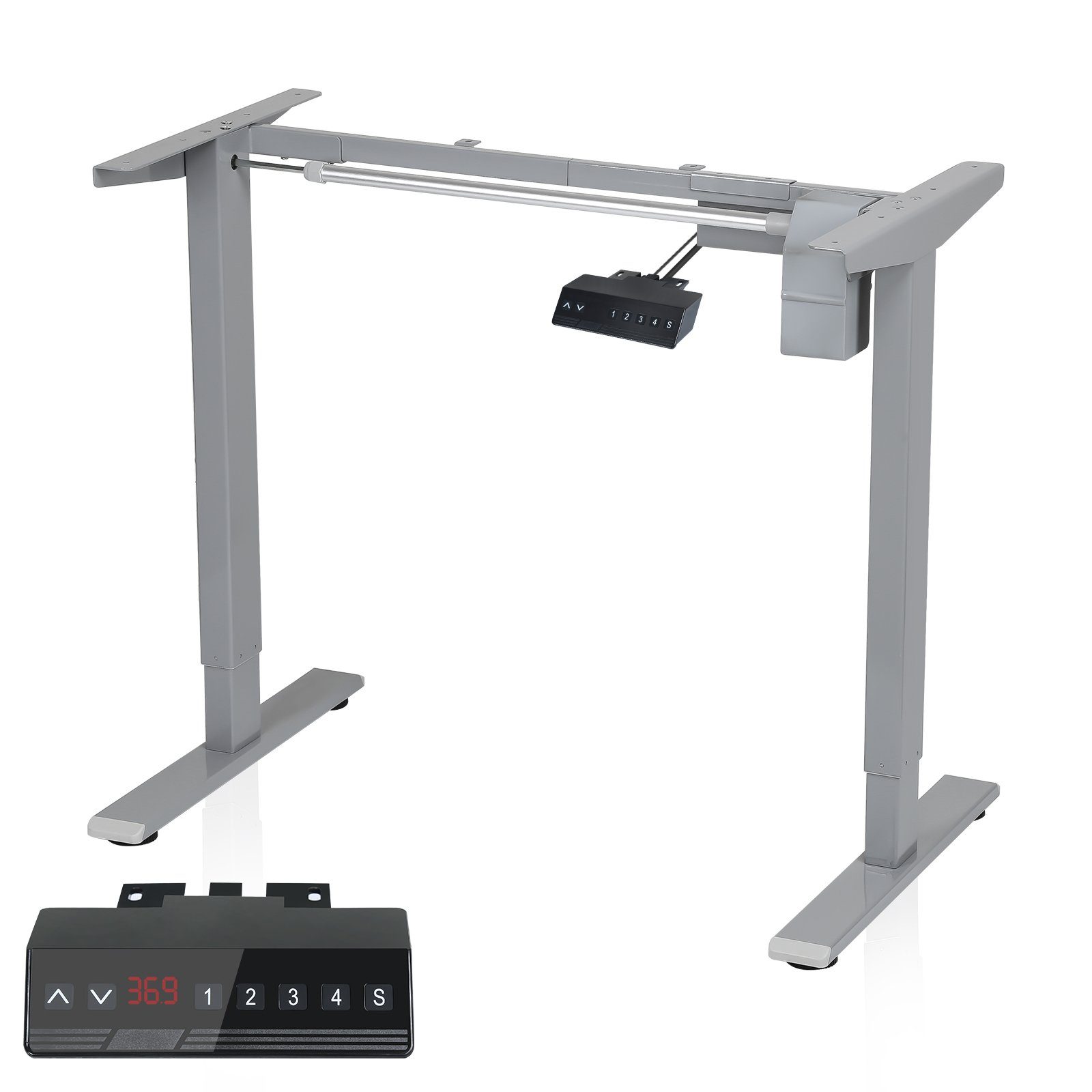 Gimisgu Schreibtisch Höhenverstellbarer Schreibtisch Schreibtischgestell bis belastbar 80kg, elektrisch höhenverstellbar Grau
