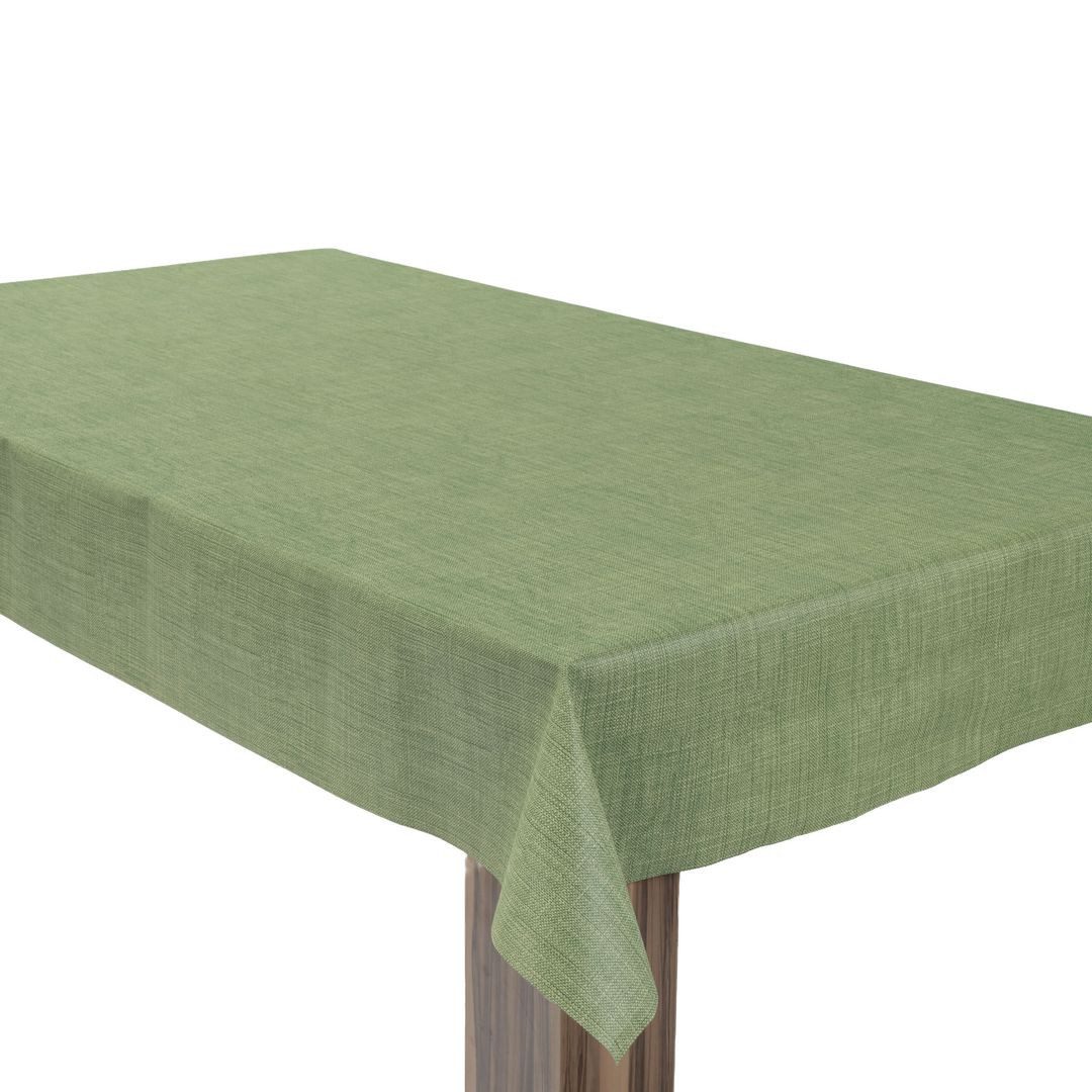 laro Tischdecke Wachstuchtischdecke Uni Leinen Grün PVC Eckig