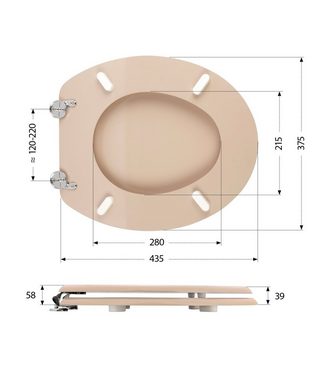 Sitzplatz WC-Sitz Venezia, Beige-Bahamabeige, Holzkern, rostfreie Metallbefestigung, 218917