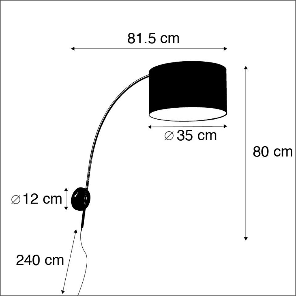 Qazqa Wandleuchte Arc, ohne Leuchtmittel, Warmweiß, QAZQA Wand­leuchte, e27, Grün, Stahl, Modern
