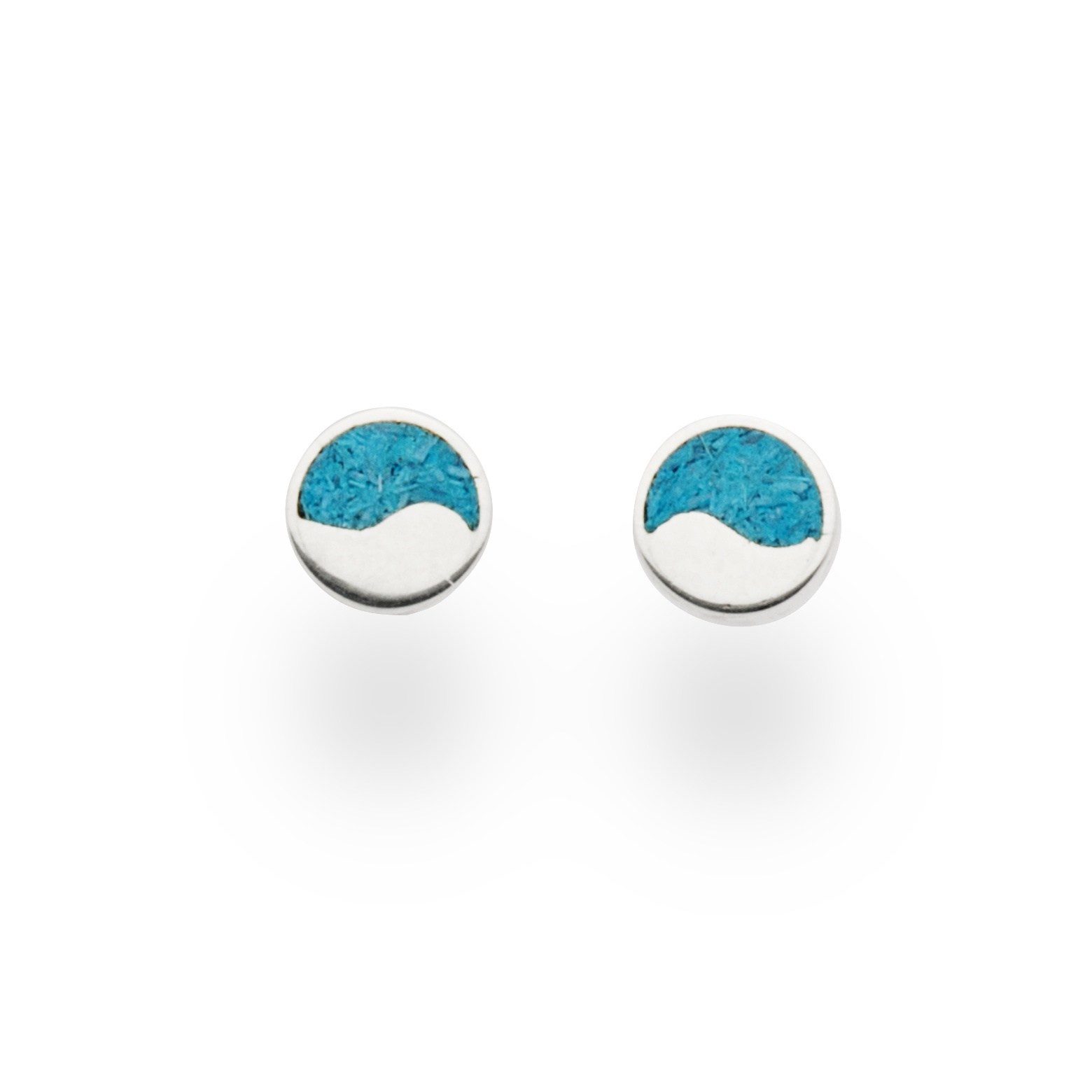 DUR Paar Ohrstecker O5009 – 925 Silber mit blauem Steinsand, maritimer Schmuck, 8 mm