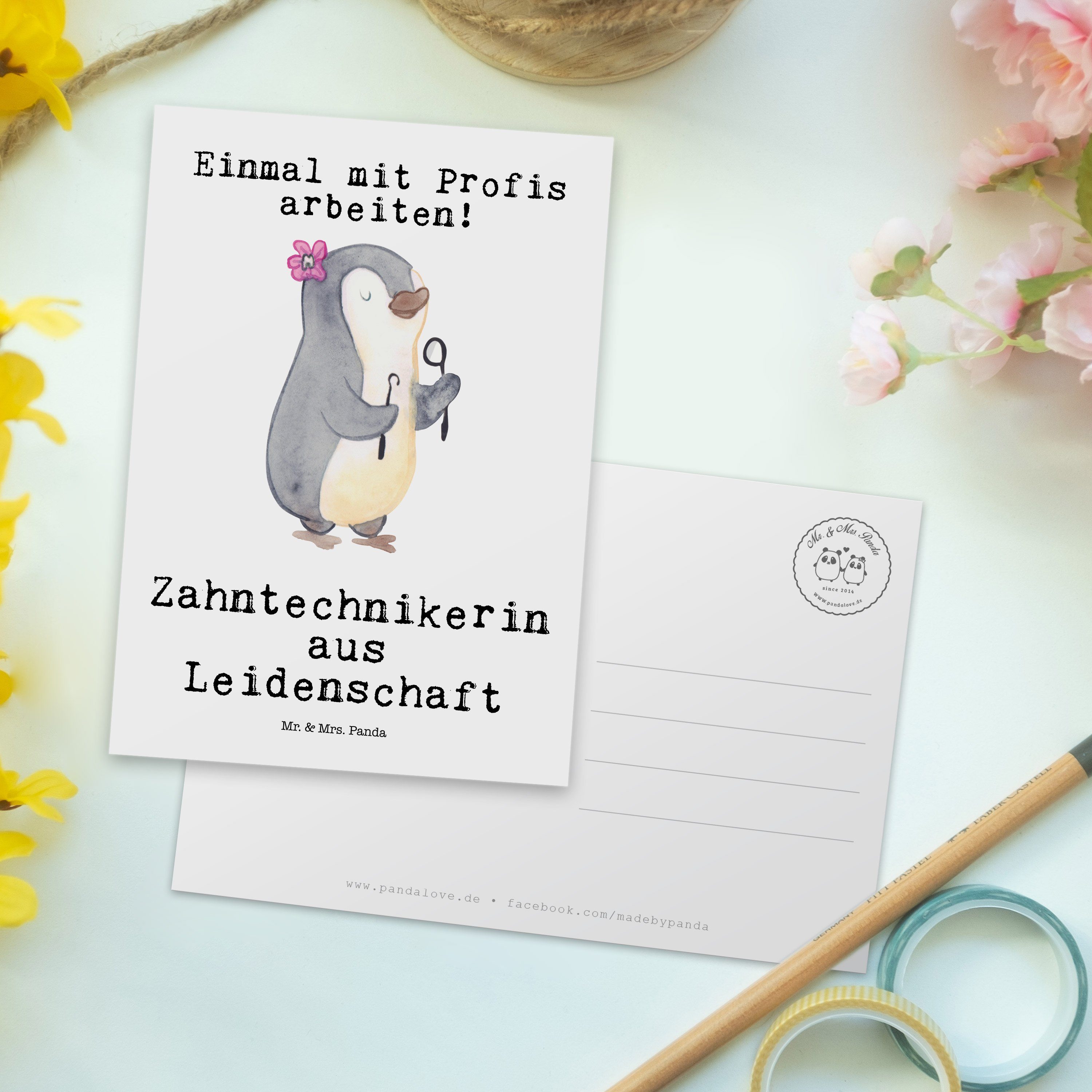 Mr. & Mrs. Panda Postkarte - Zahntechnikerin Karte, - Rente, Leidenschaft Geschenk, Weiß Gru aus