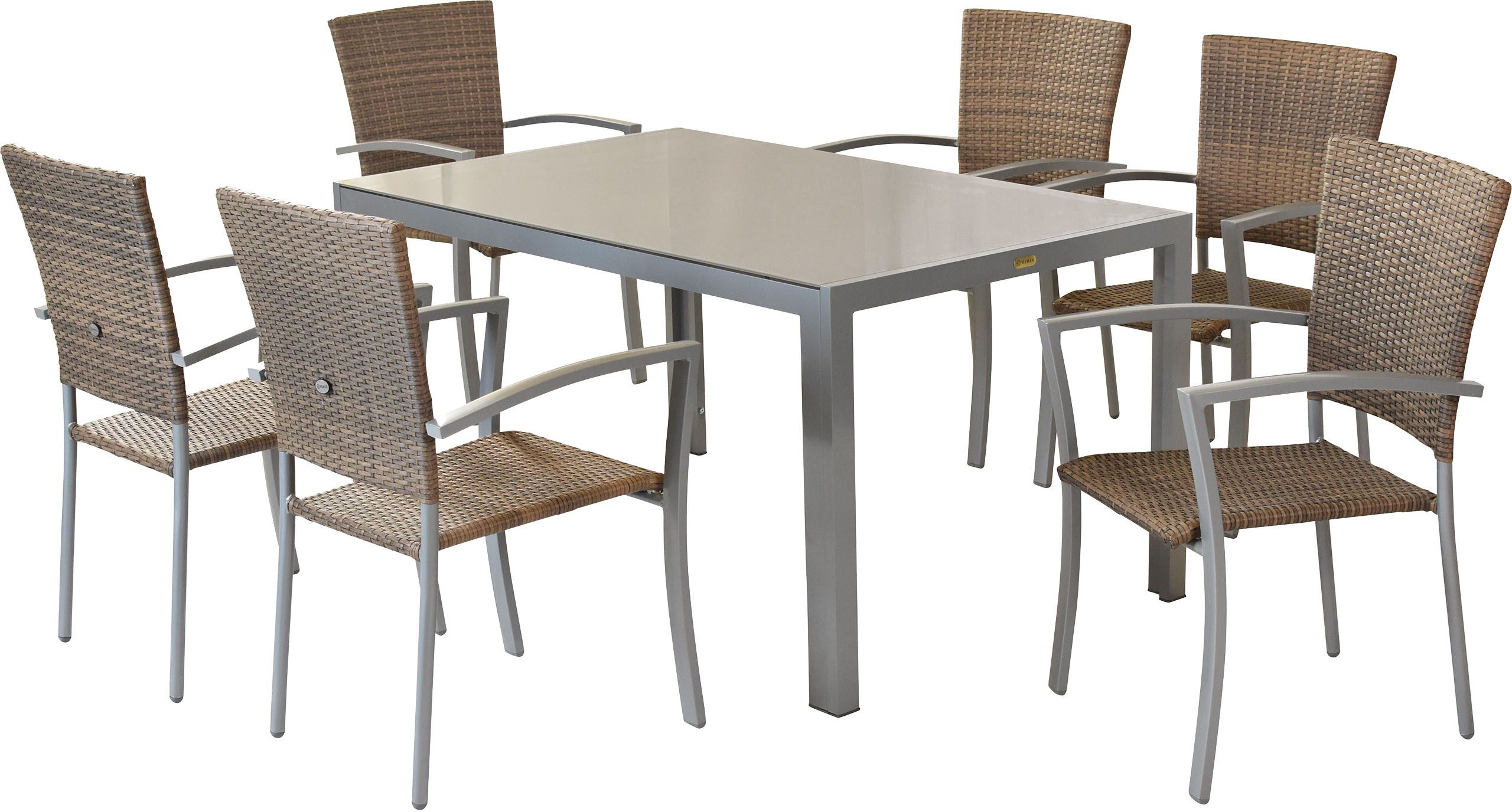 MERXX Garten-Essgruppe Savona, (Set, 7-tlg), inkl. 6 Stapelsessel, 1 Tisch
