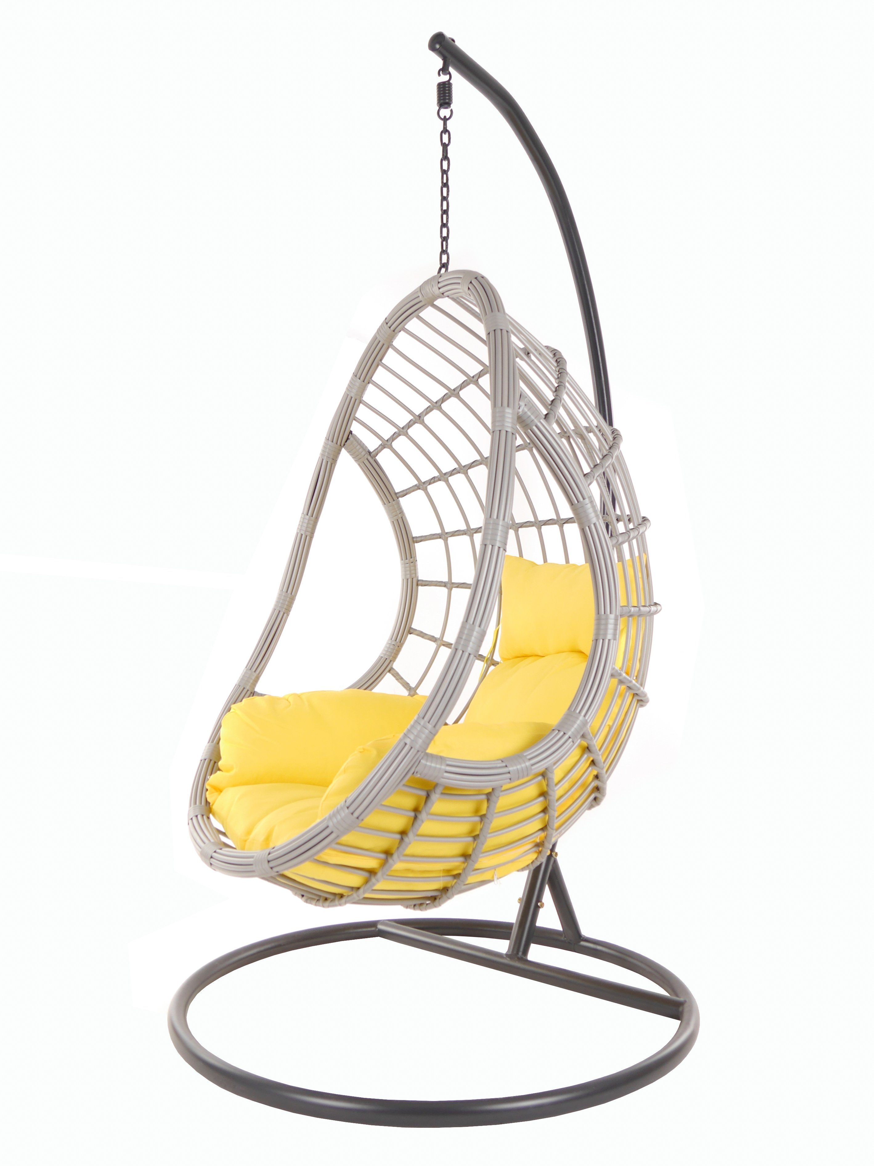 KIDEO Hängesessel PALMANOVA lightgrey, Schwebesessel mit Gestell und Kissen, Swing Chair, Loungemöbel gelb (2200 pineapple)