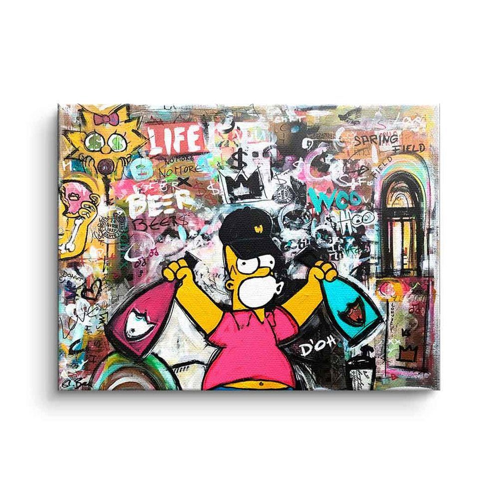 ohne Simpson Art quer Collage Leinwandbild DOTCOMCANVAS® Pop Rahmen lifestyle Simpsons Champagner Collage, Leinwandbild comic