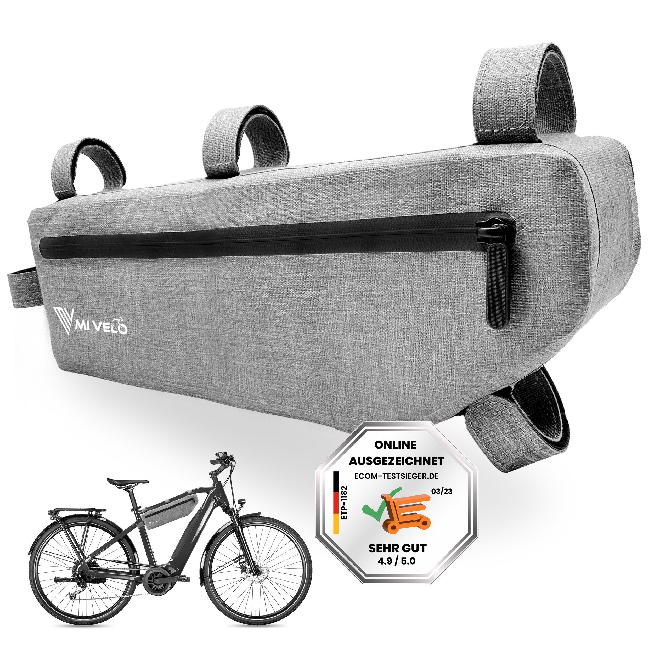 MIVELO Rahmentasche Fahrrad, Rahmen Oberrohrtasche, wasserdicht, 3L, umweltfreundliches Material